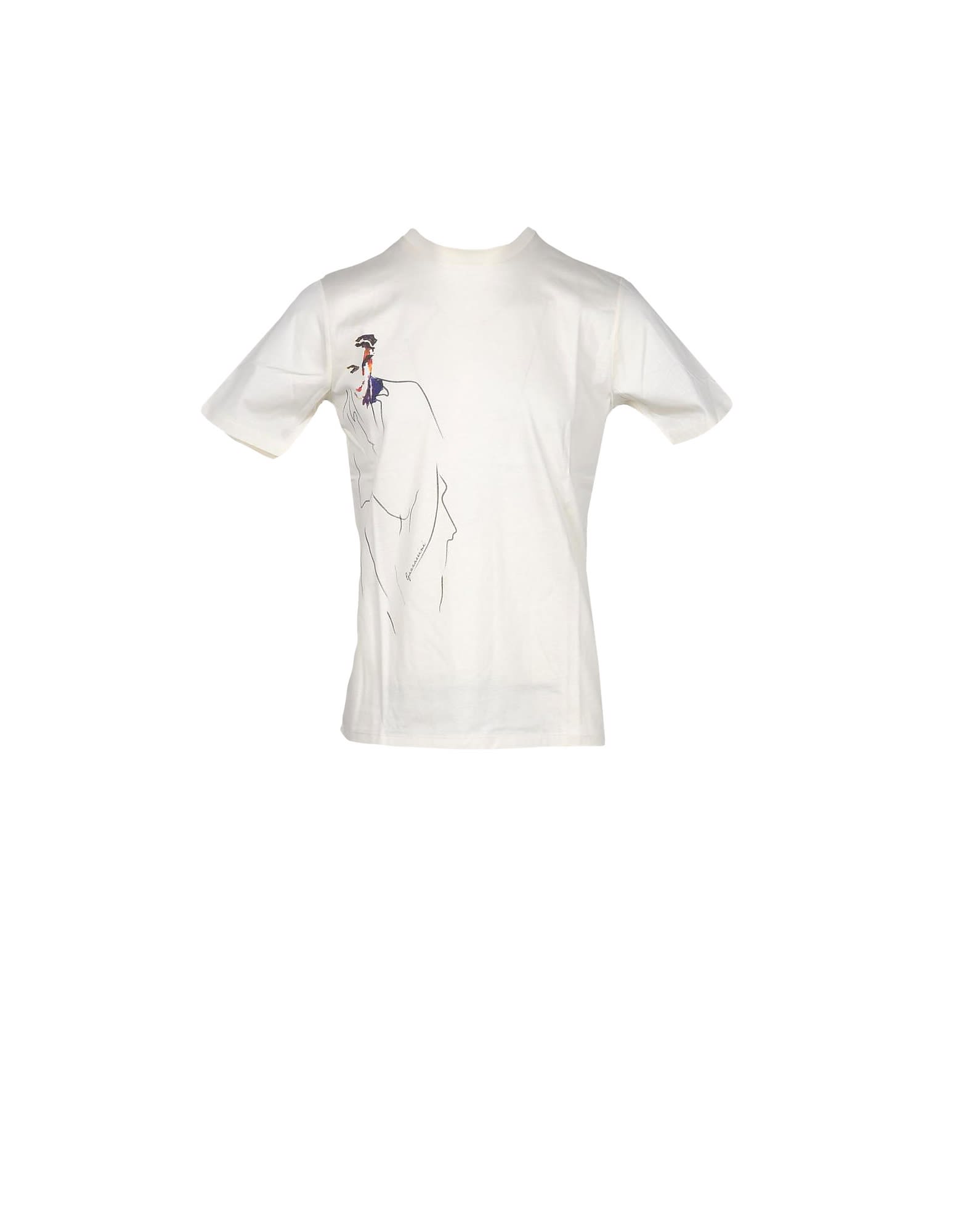 Gazzarrini White Printed Cotton Mens T-shirt