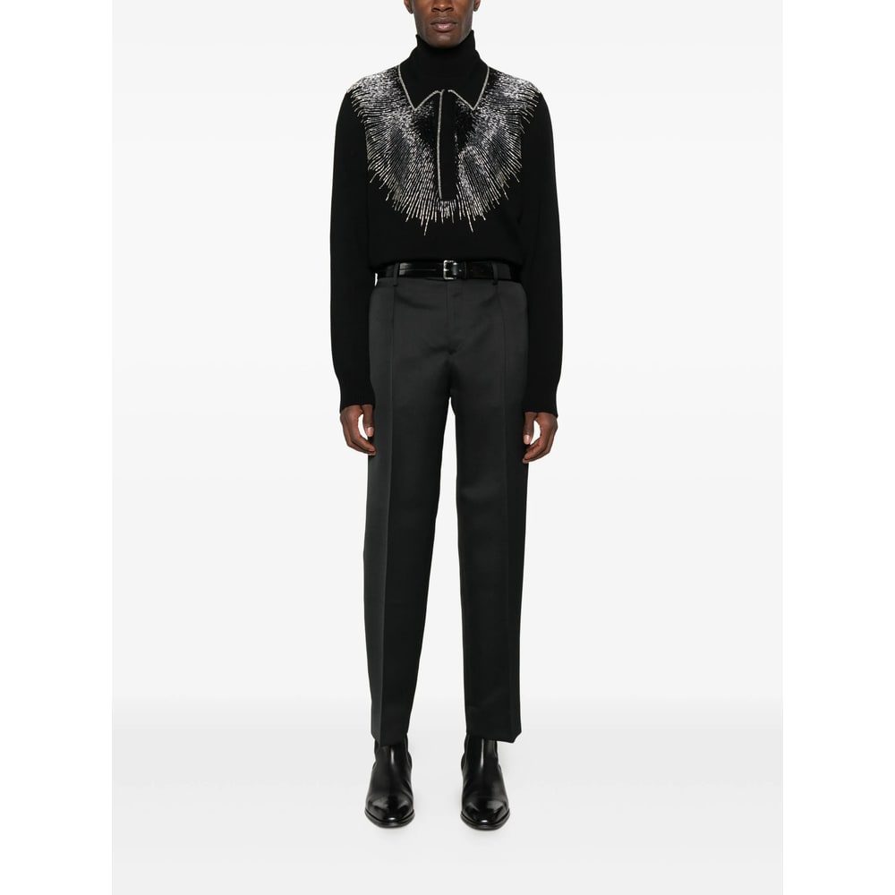 Amiri Embellished-collar Polo Shirt In Black