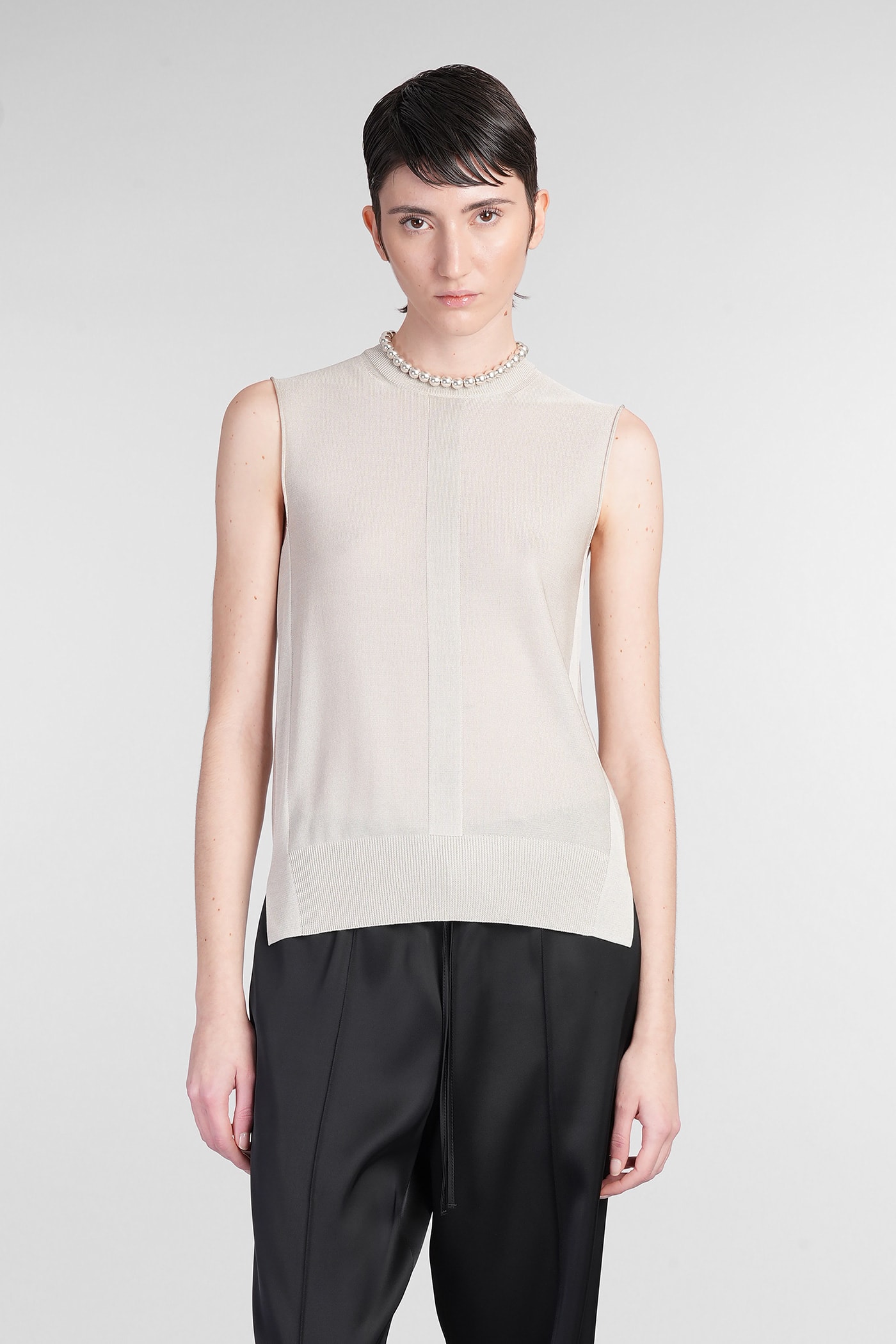 Jil Sander Cn Slvs Gilet Topwear In Grey Viscose In Grey