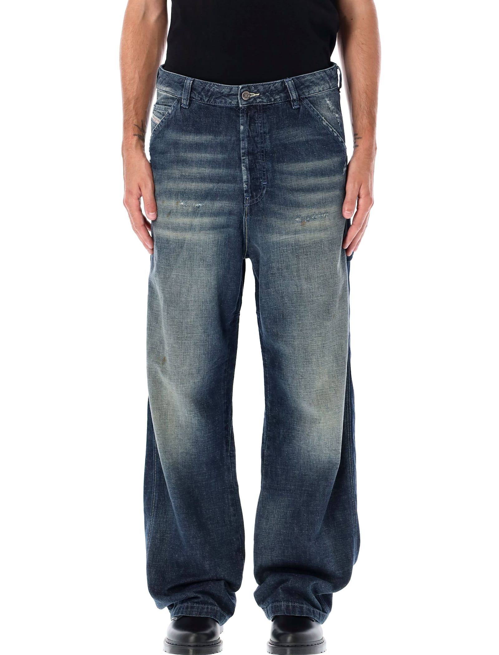 Shop Diesel D-liver Jeans In Blue Wshed