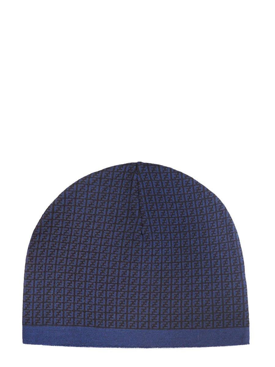 Shop Fendi Allover Ff Motif Beanie In Blue