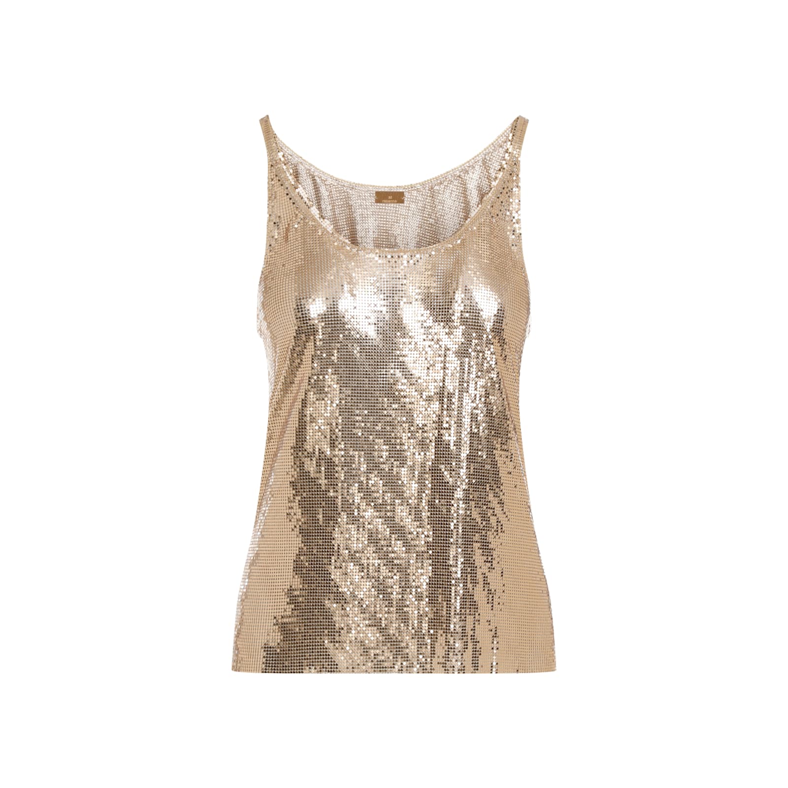 Shop Rabanne Print Mesh Tank Top In Gold