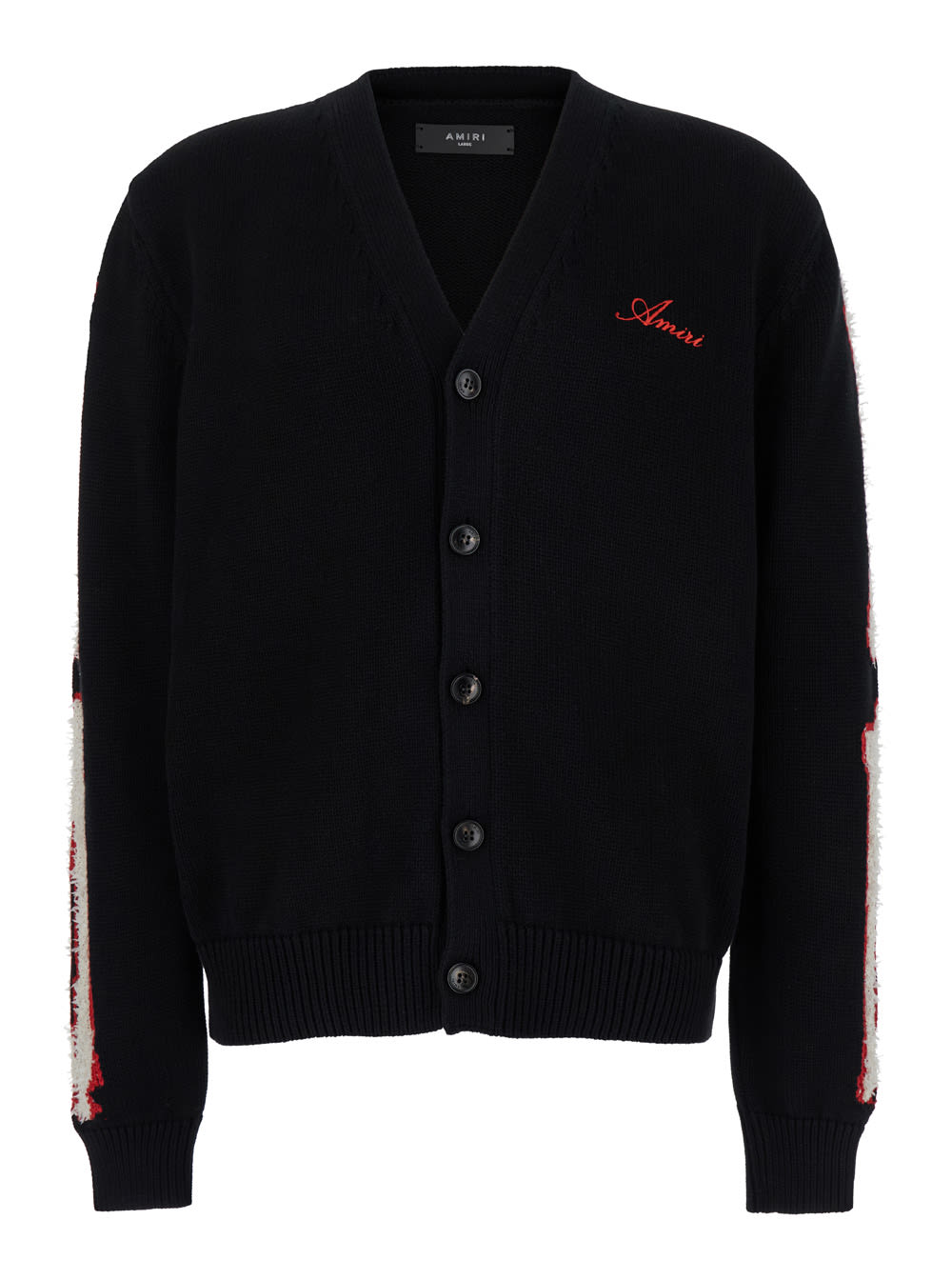 AMIRI Black Cardigan With Bones Motif And Logo In Cotton Man