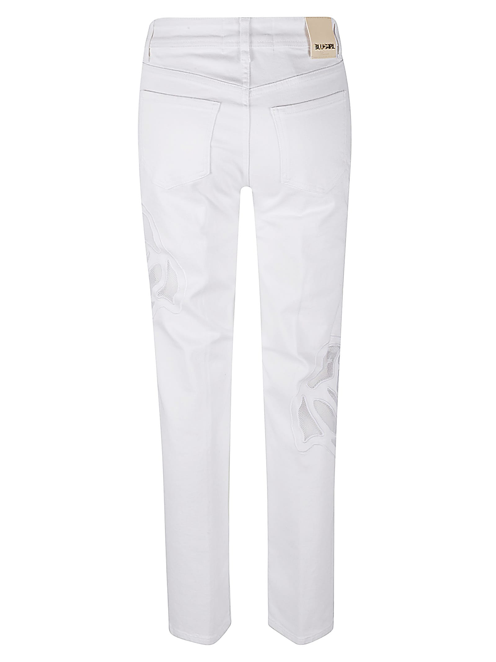 Blugirl Embroidered Mesh Detail Jeans With Rear Pockets In Gesso