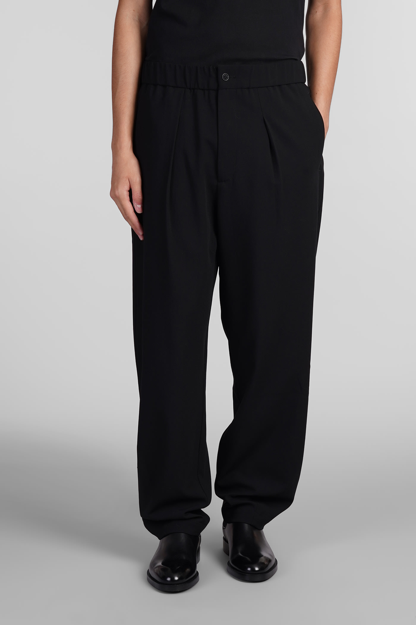 Shop Giorgio Armani Pants In Black Wool