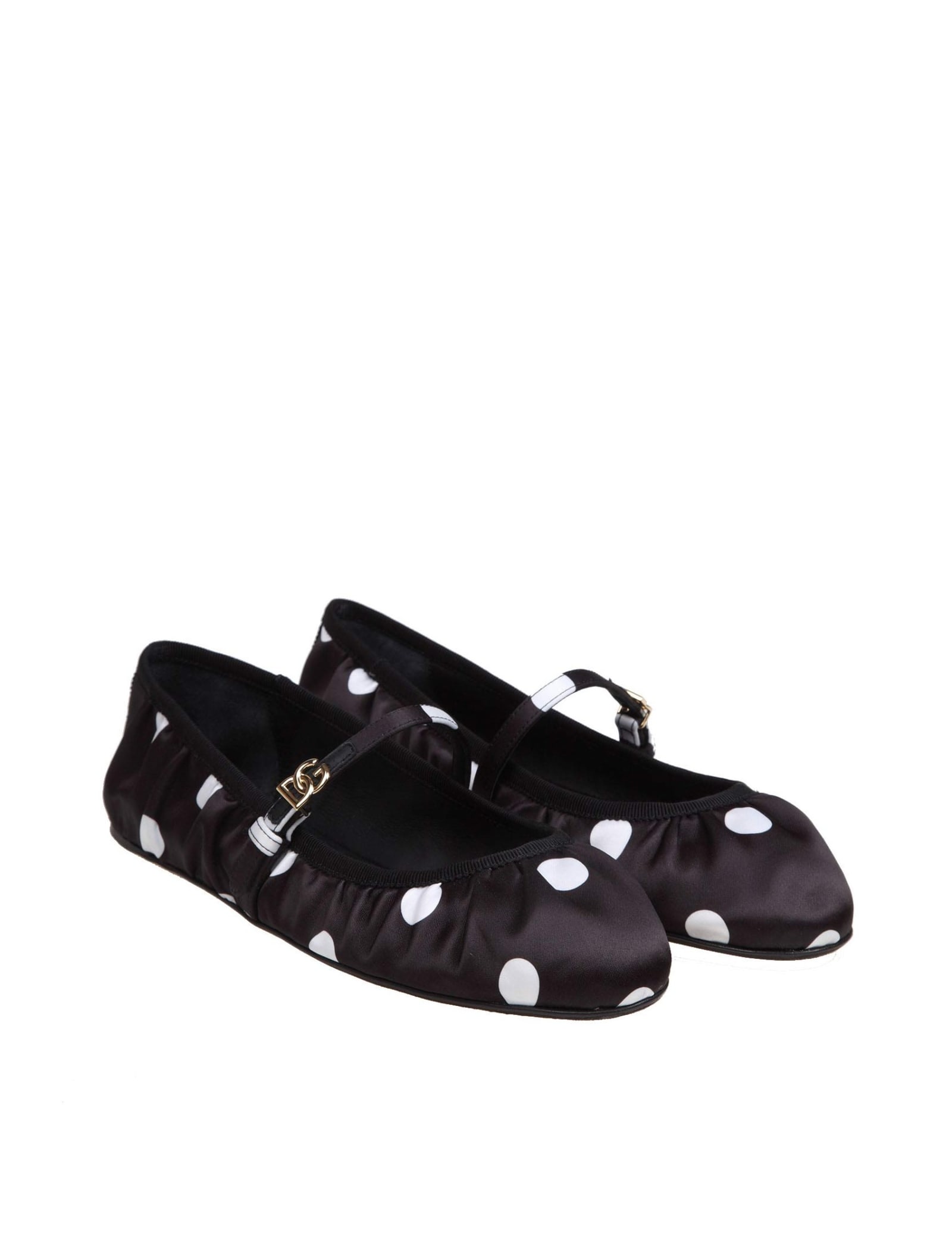 Shop Dolce & Gabbana Dolce And Gabbana Odette Ballerina In Satin In Pois