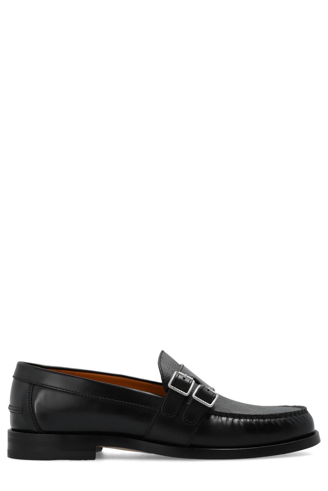 Shop Gucci Buckle Detailed Loafers In Black