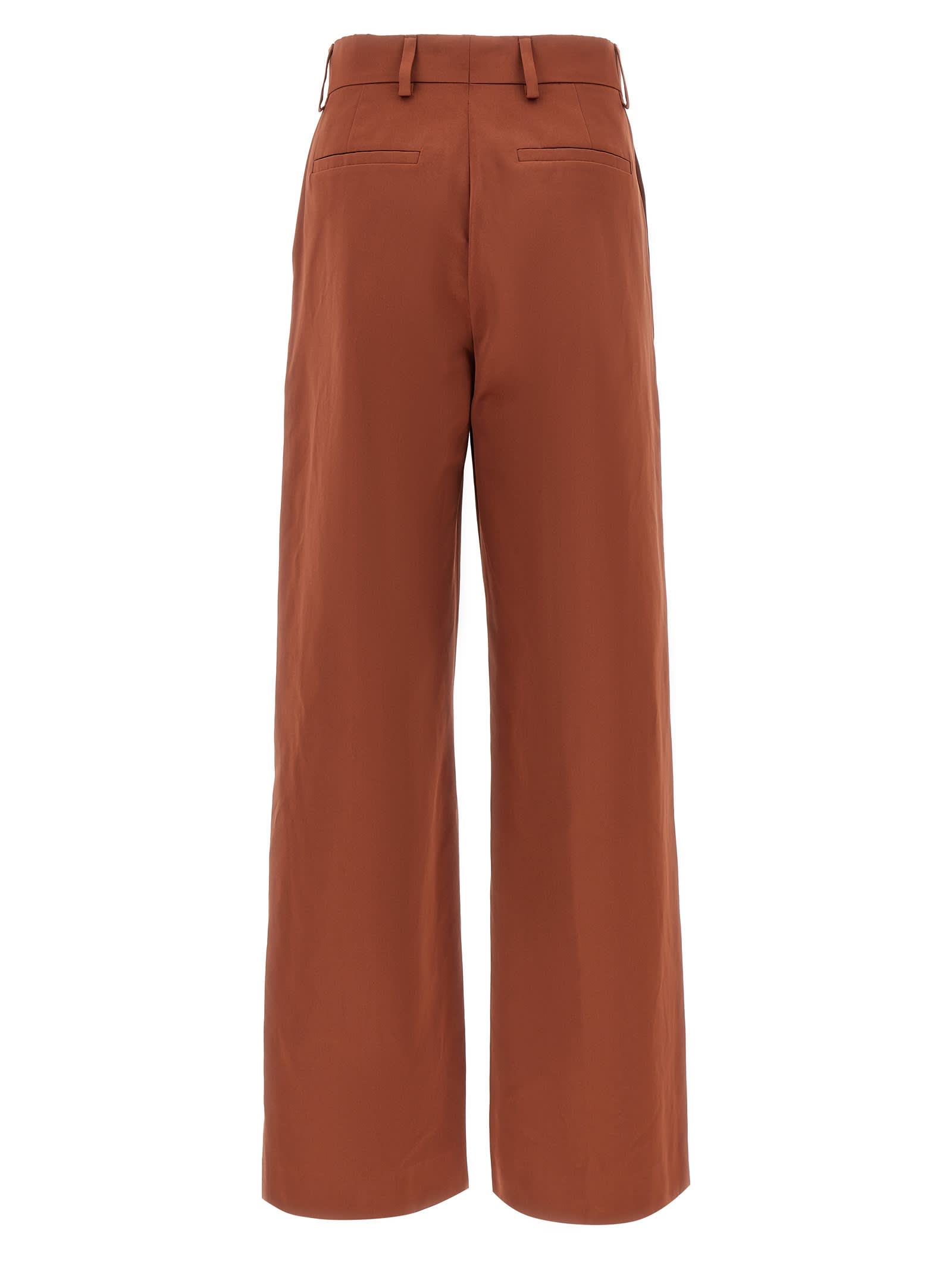 Dries Van Noten High Waist Wide Leg Trousers With Back Pockets In Red