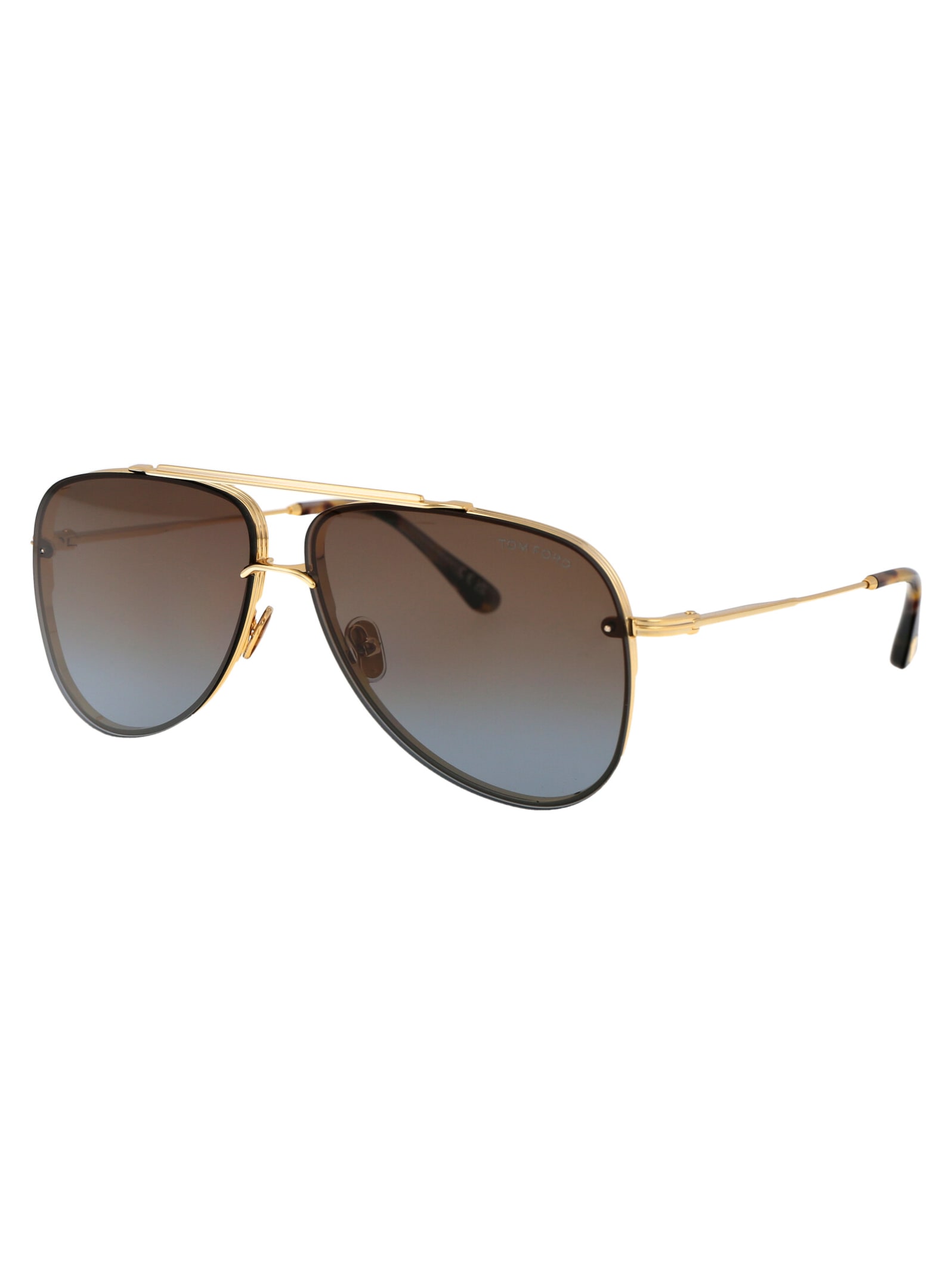 Shop Tom Ford Leon Sunglasses In 30f Oro Carico Lucido / Marrone Grad