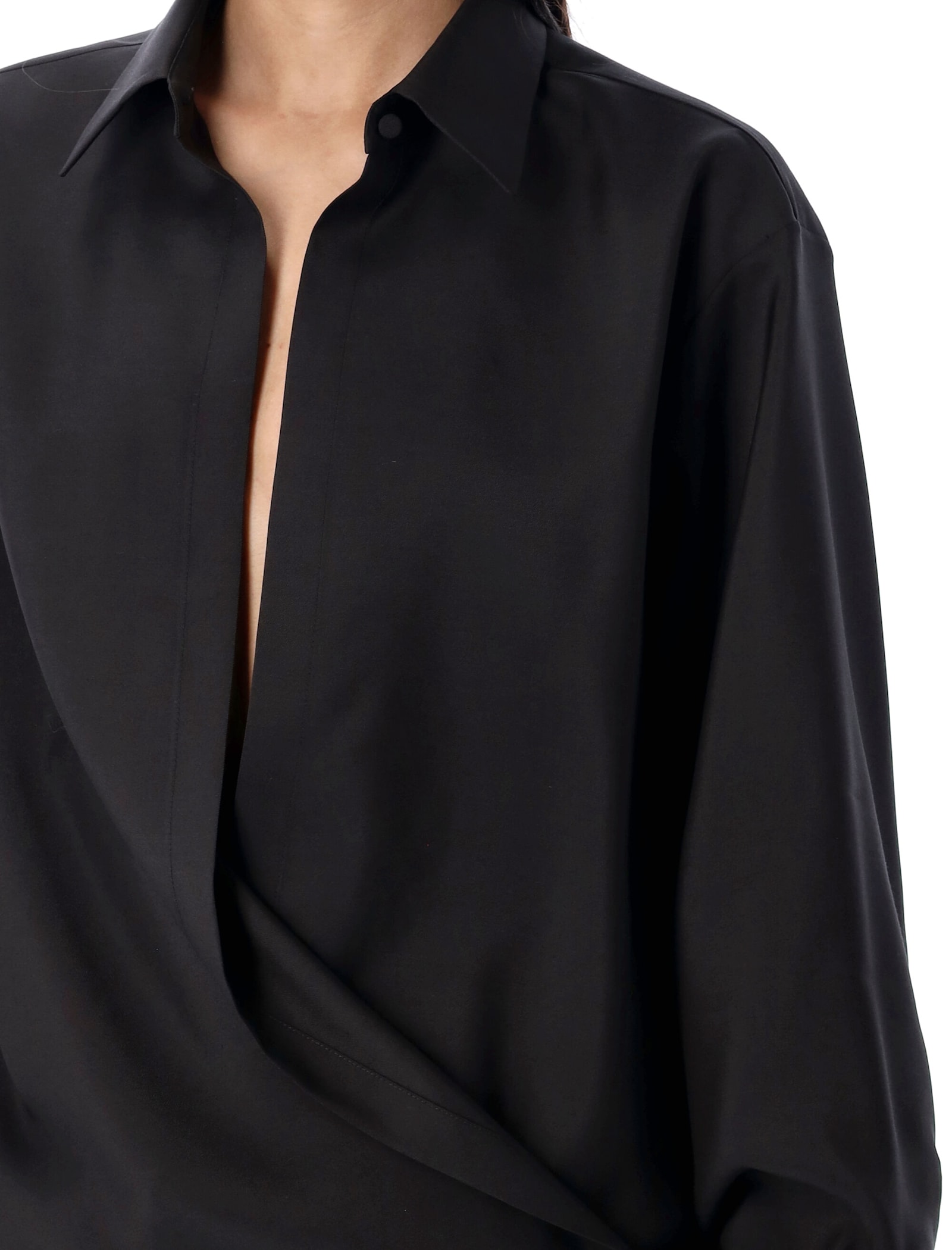 Shop Valentino Wrap Shirt Over In Nero