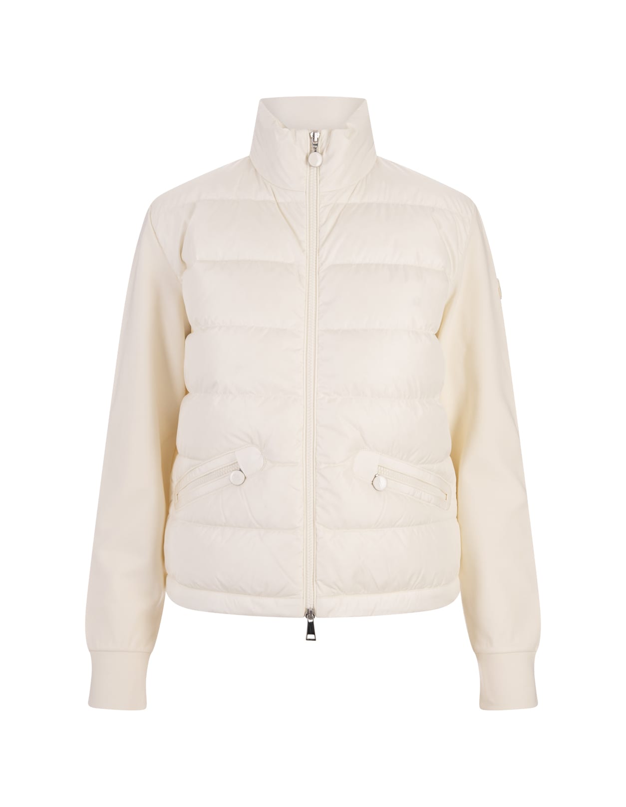 MONCLER WHITE PADDED ZIP-UP SWEATSHIRT 