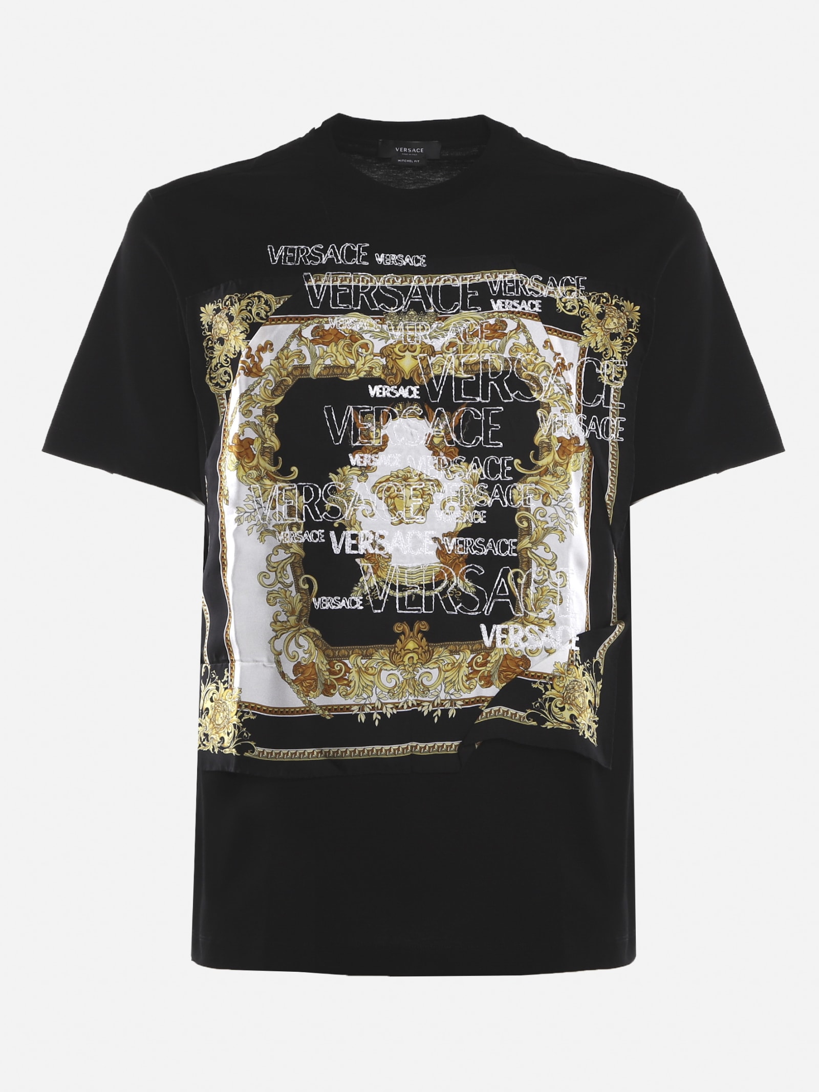 Versace Cotton T-shirt With Barocco Print Patch