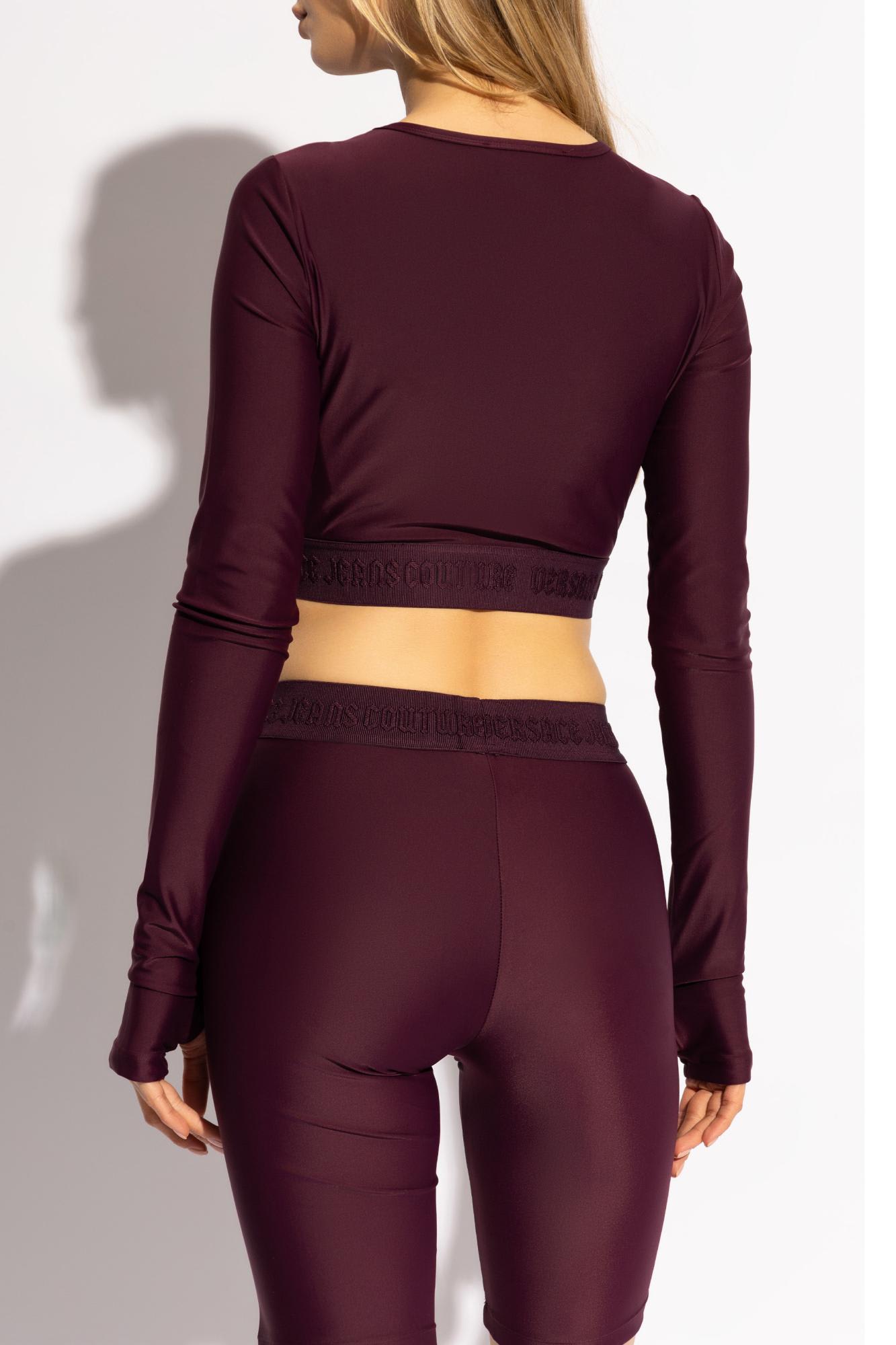 Versace Jeans Couture Logo-hem Cropped Top In Purple