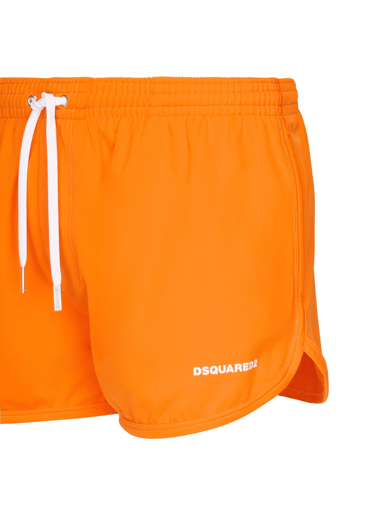 Dsquared2 Logo Printed Drawstring Swim Shorts In Orange