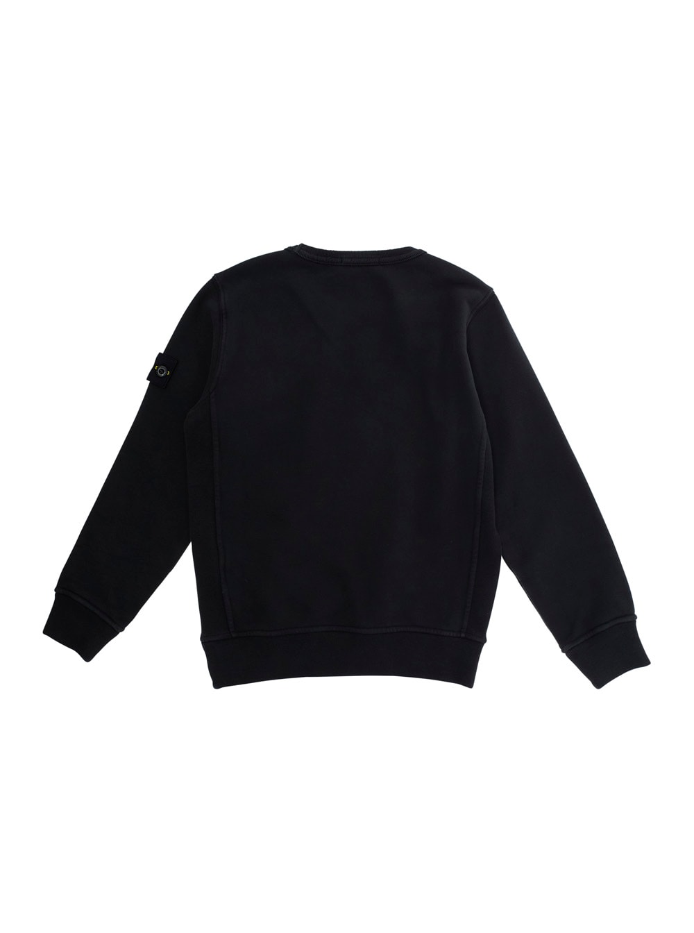 Stone Island Black Crewneck Sweatshirt With Logo Patch On The Sleeve In Cotton Boy In Black