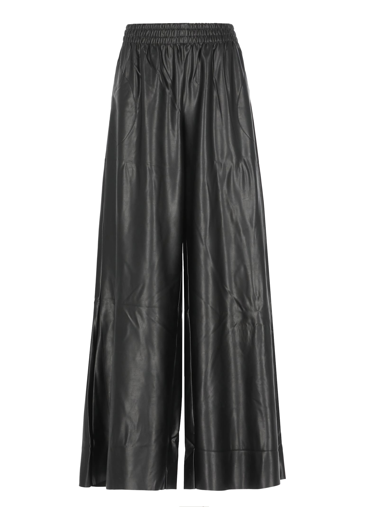 Norma Kamali Wide-leg Faux Leather Trousers And Pockets In Black