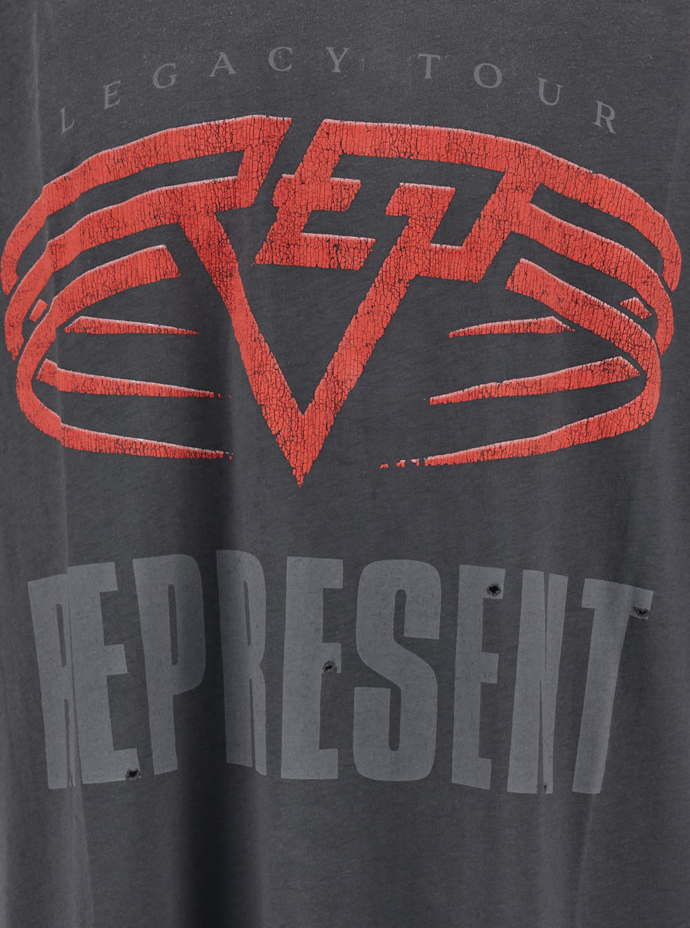 Represent Grey Crewneck T-shirt With Maxi Logo Print On Front And Rear In Cotton Blend Man In Black