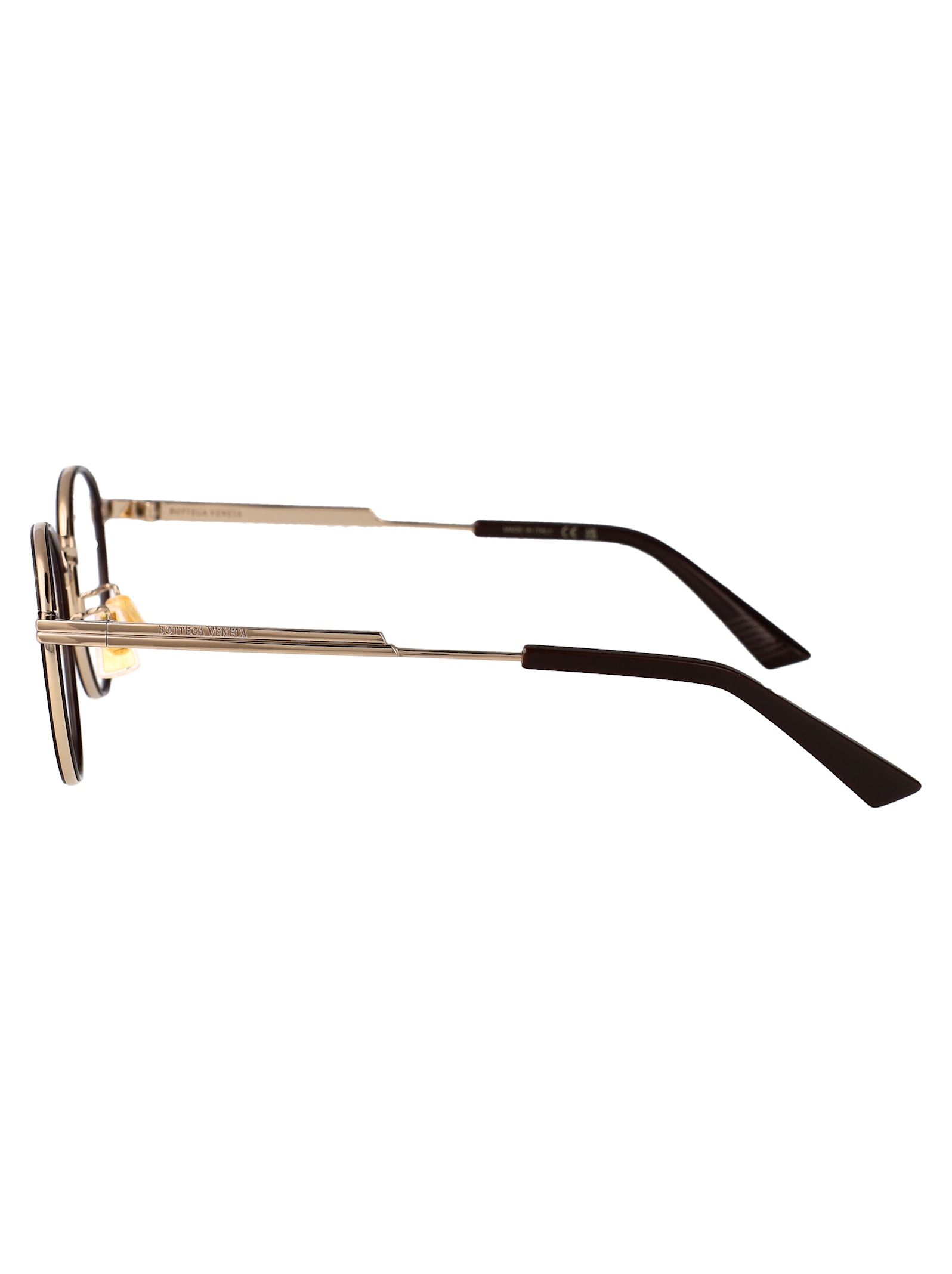 Bottega Veneta Bv1337oj Glasses In Gold-gold-transparent