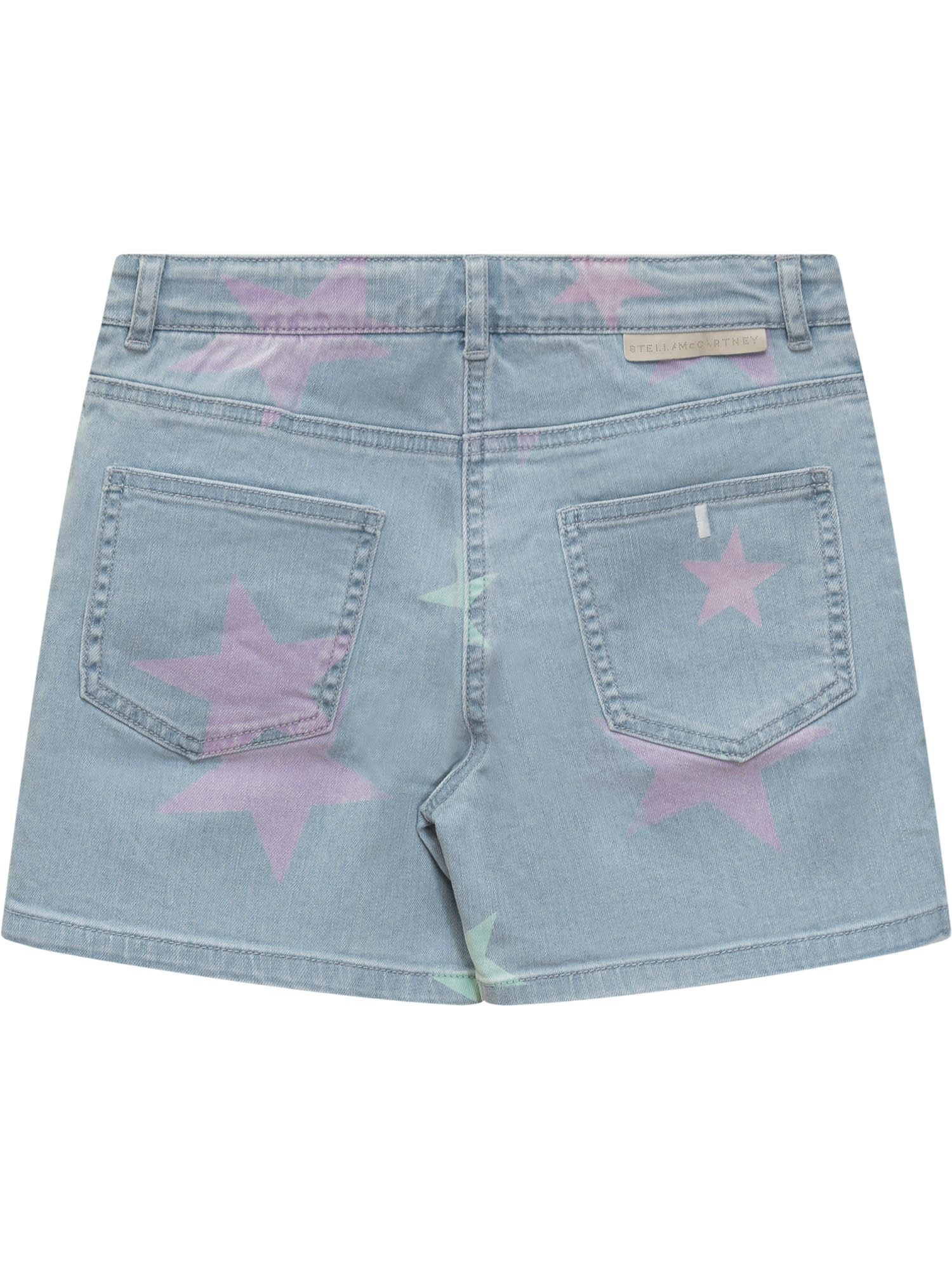 Shop Stella Mccartney Shorts With Stars In Celeste/multicolor