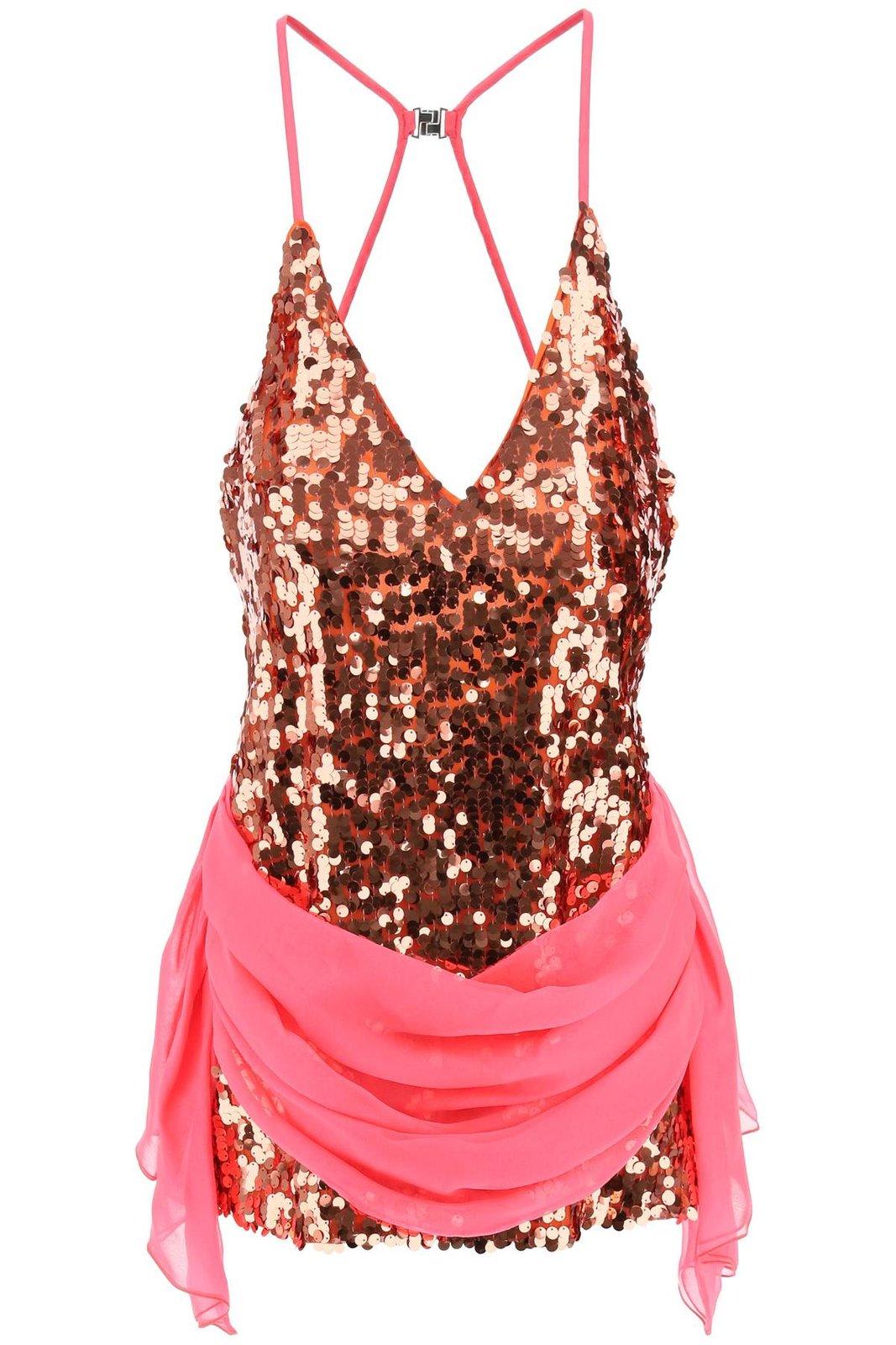 Dsquared2 Sequin-embellished Mini Dress In Orange