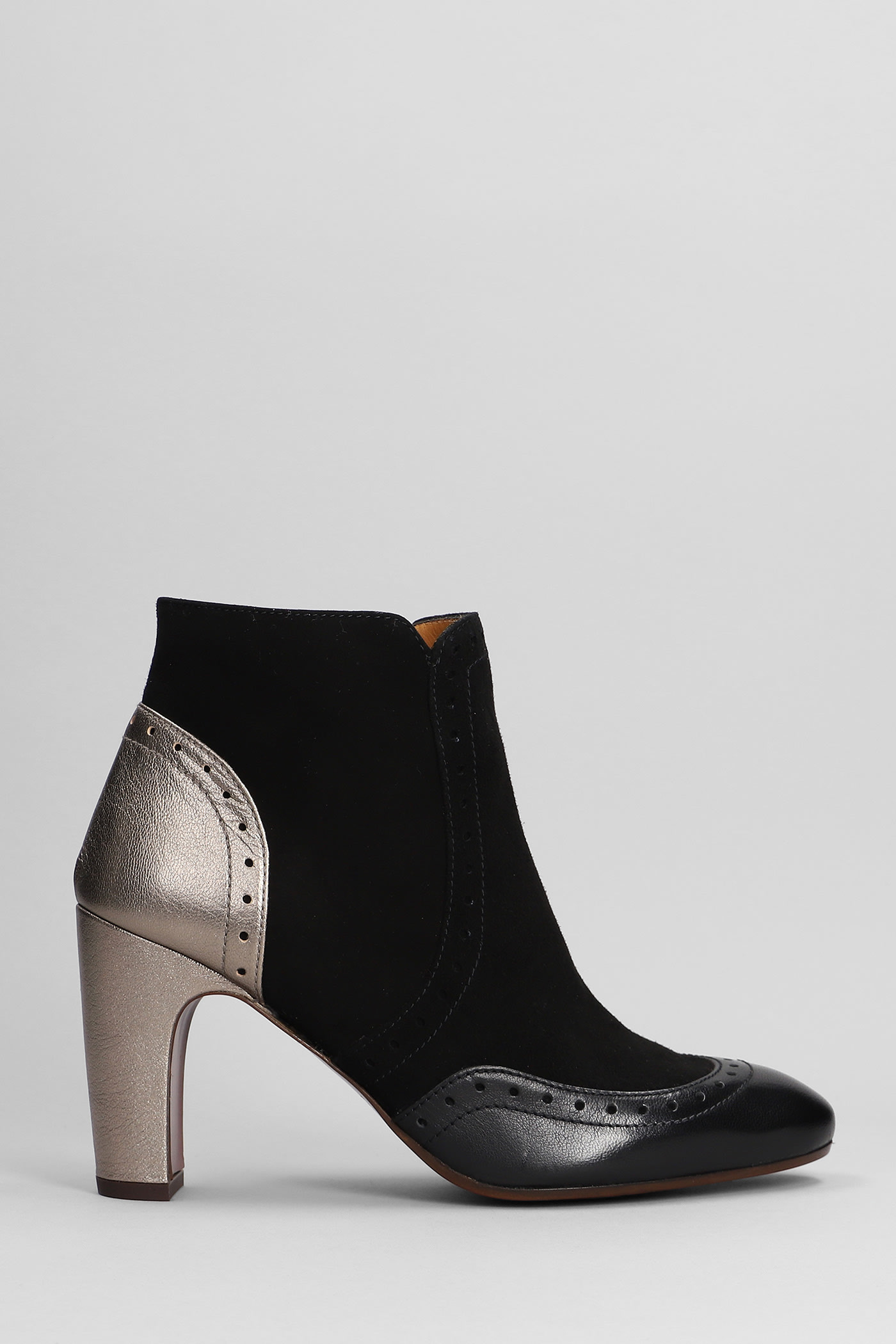 Eyarci High Heels Ankle Boots In Black Suede And Leather