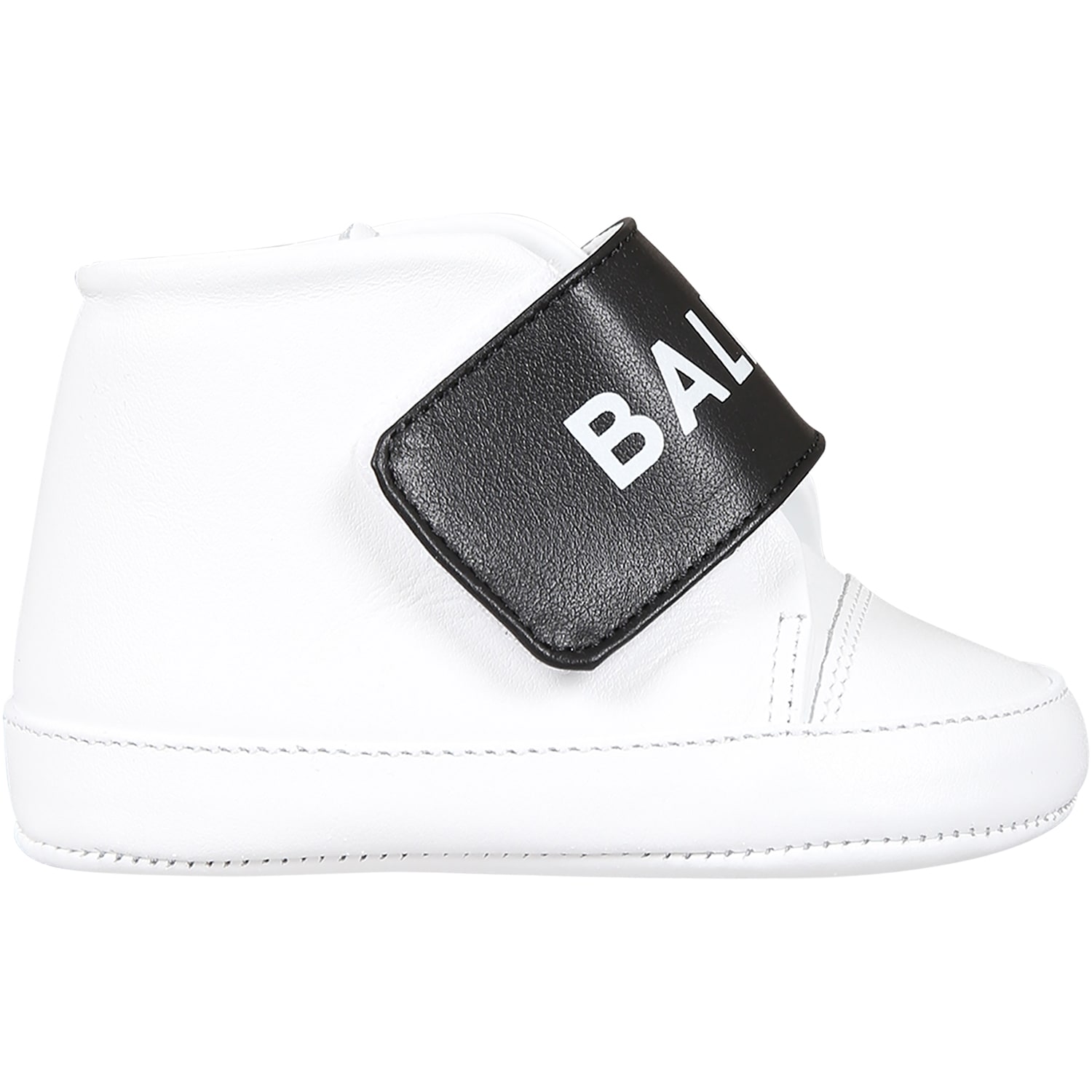 Balmain Kids' White Cradle Sneakers For Newborns With Logo