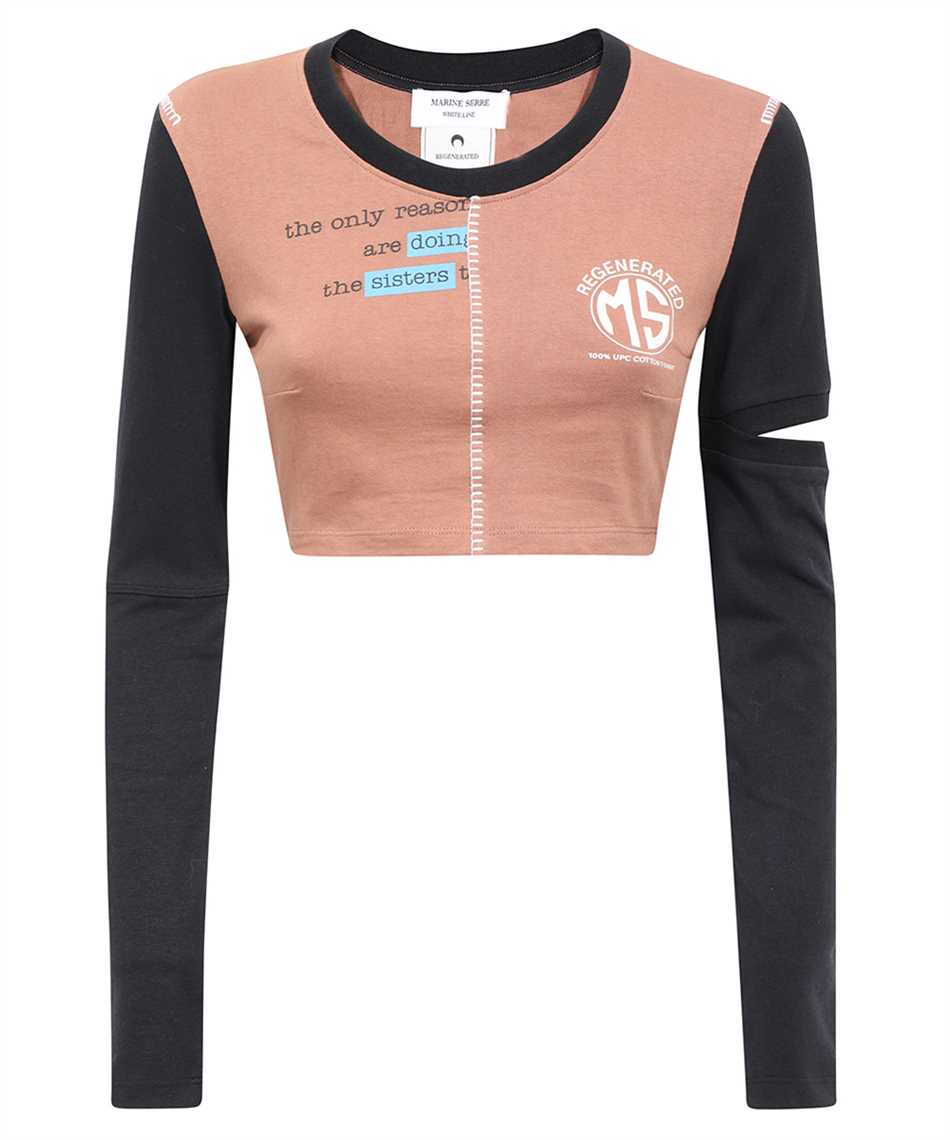 Marine Serre Long-sleeve Cropped Top In Brown