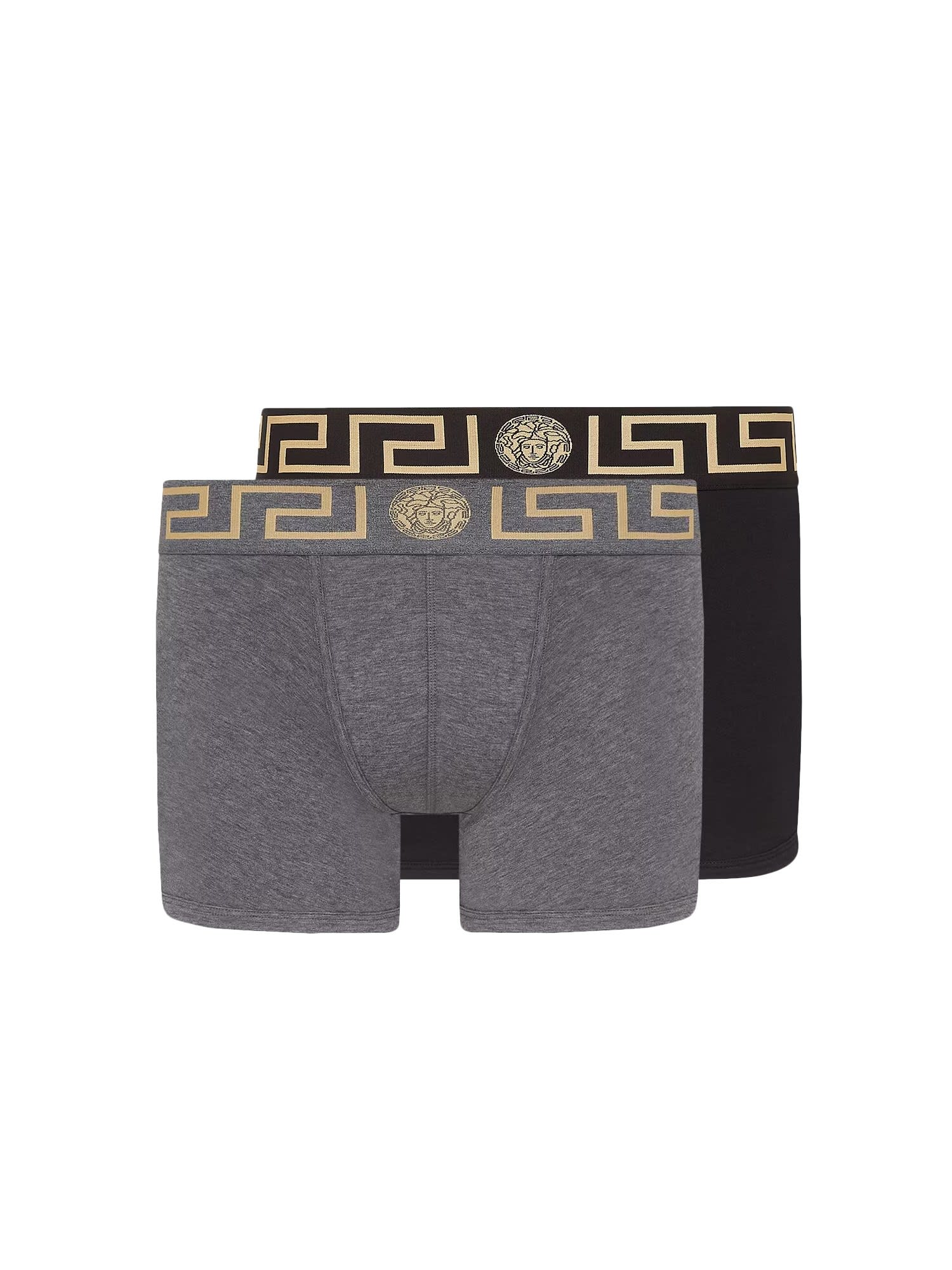 VERSACE PACK OF TWO BOXER SHORTS WITH GREEK MOTIF