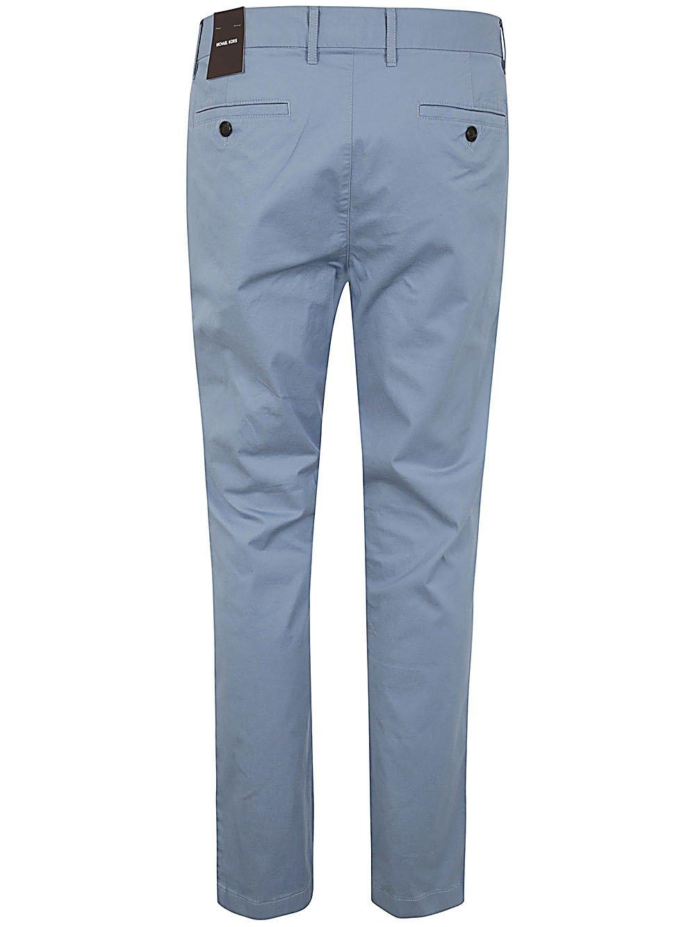 Shop Michael Kors Logo Embroidered Straight-leg Pants In Sky Blue