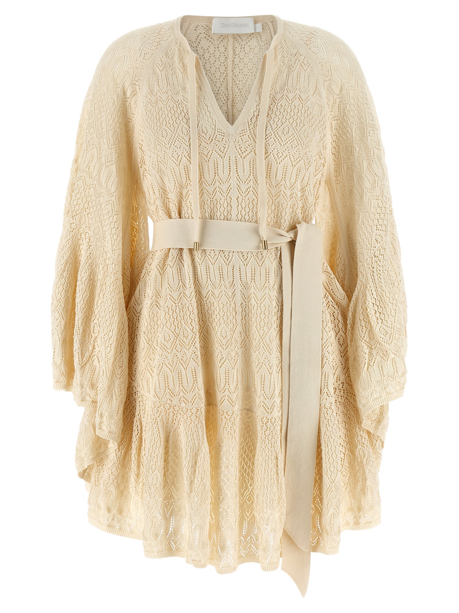 Zimmermann Coco Pointelle Lace Dresses Beige In Neutral