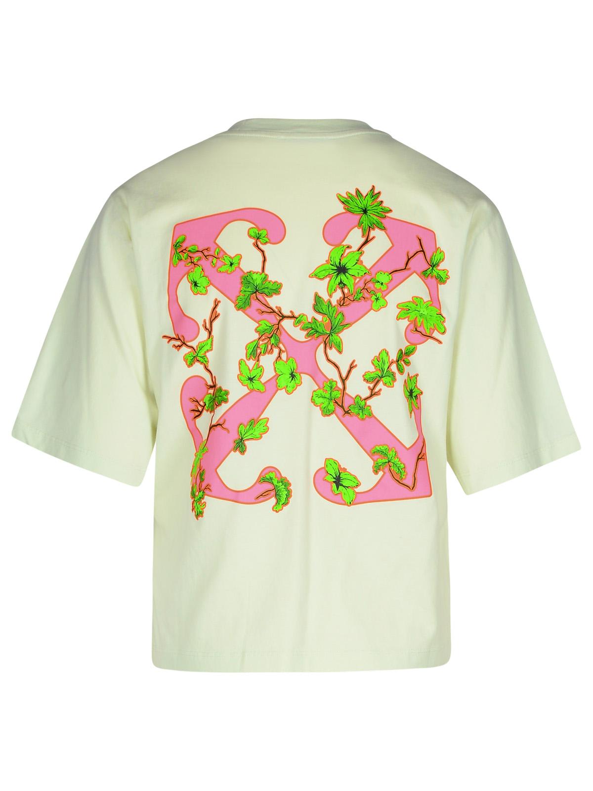 Shop Off-white Ramage Flower Green Cotton T-shirt