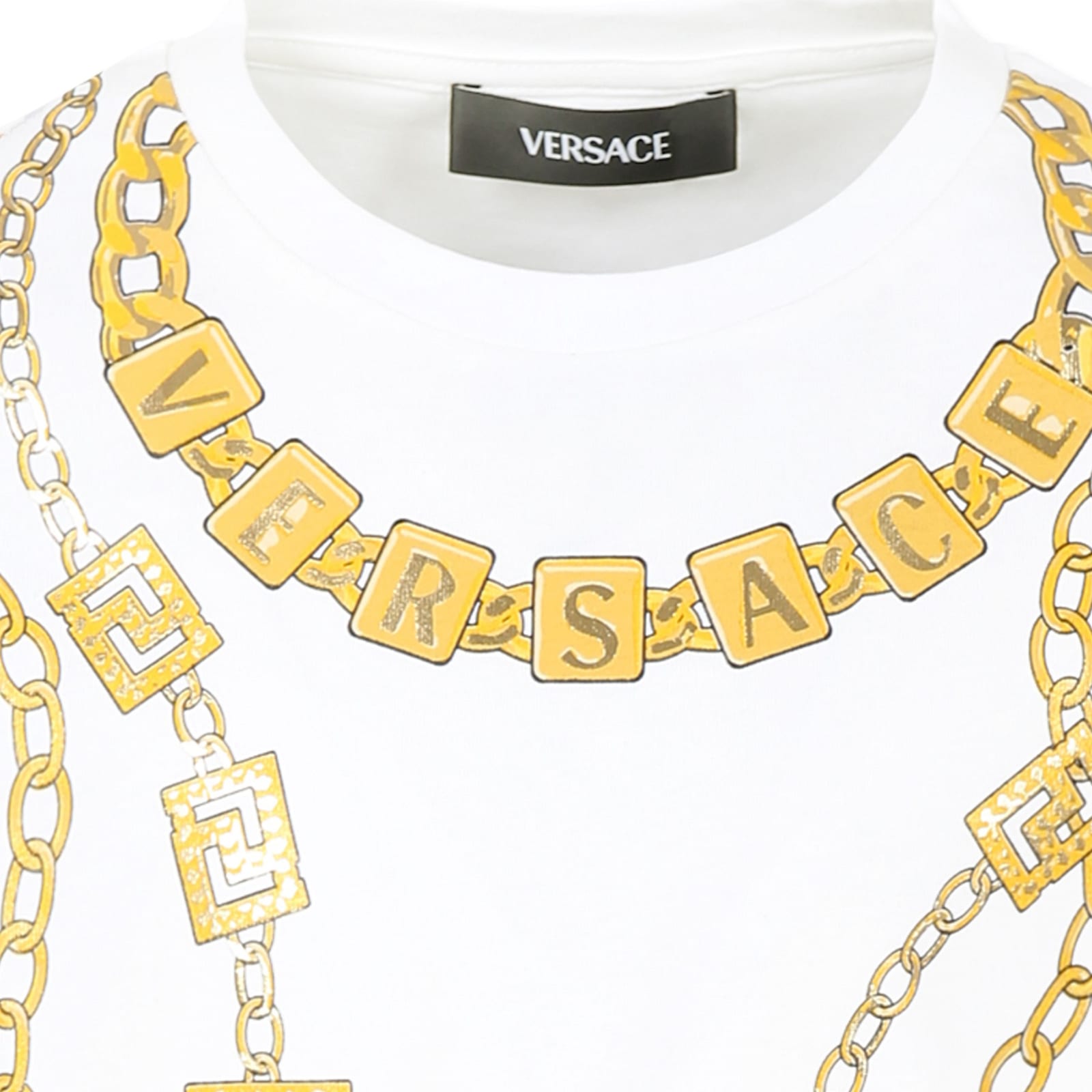 Versace White T-shirt For Kids With Logo In White