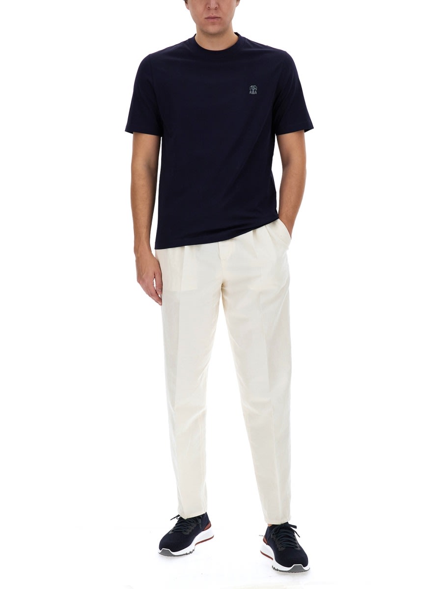Shop Brunello Cucinelli Pants With Elastic In White