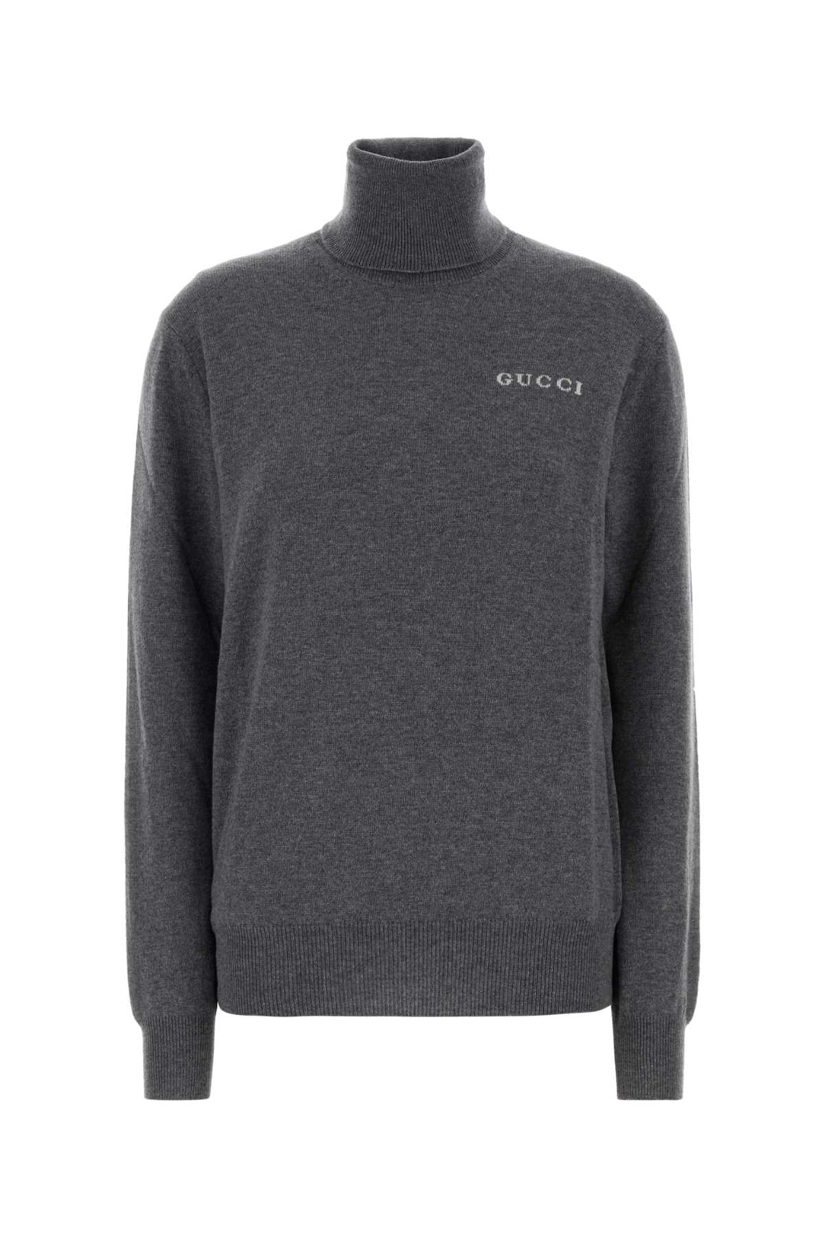 Gucci Grey Turtleneck Sweater In Cashmere Women In Gray