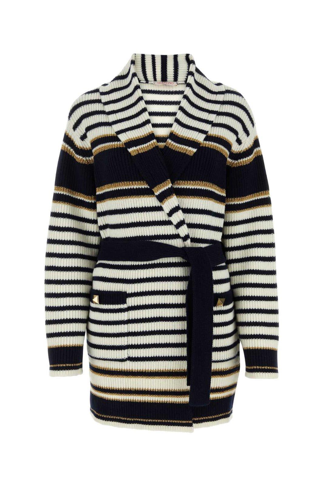 Striped Long-sleeved Cardi-coat
