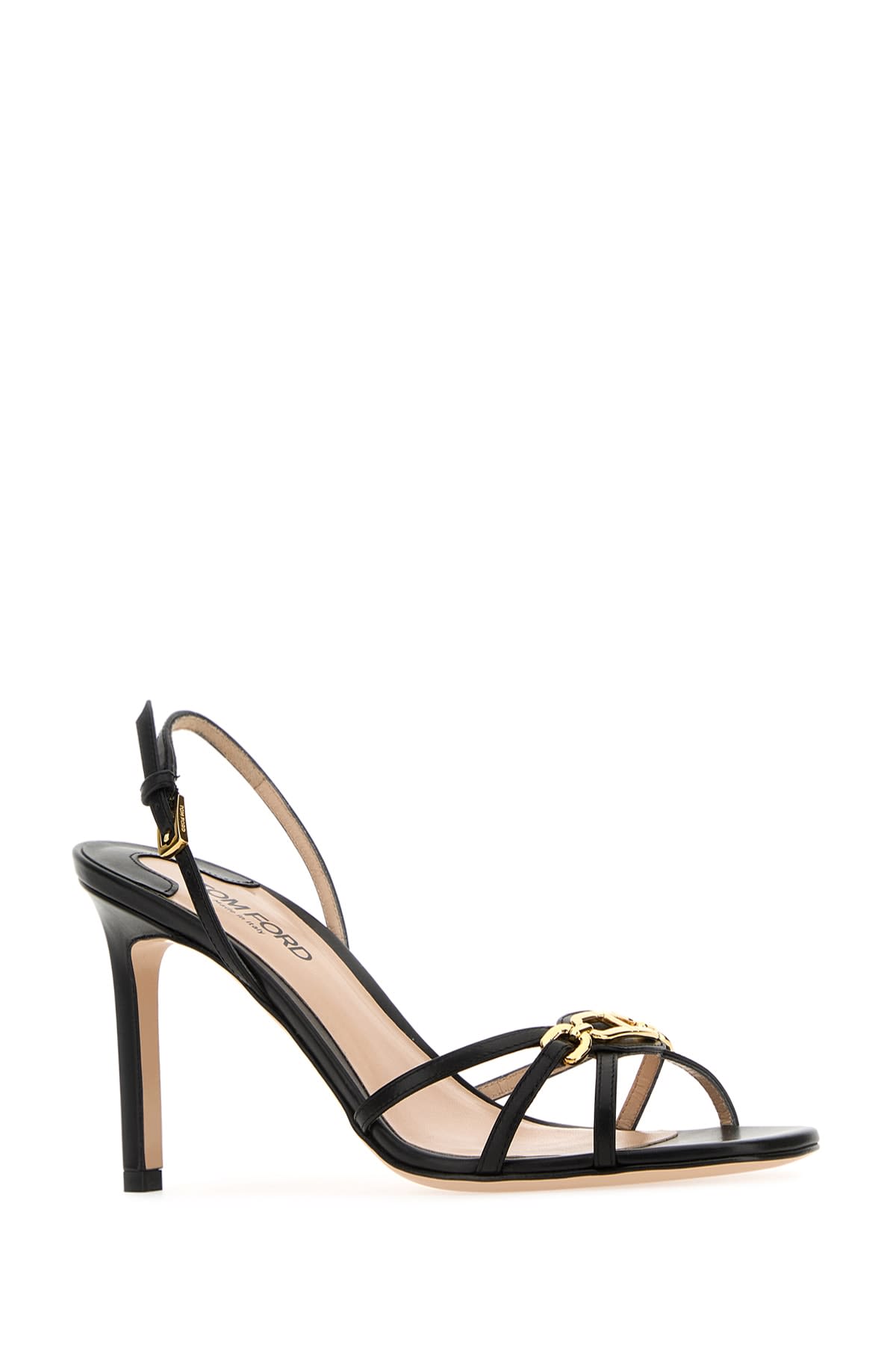 Tom Ford Black Printed Lizard Heeled Sandals In Black
