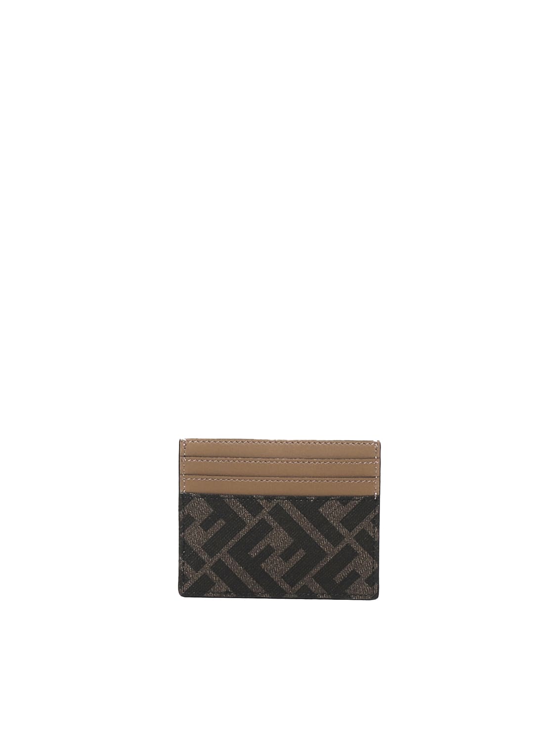 Shop Fendi Calfskin Card Holder In Tobacco