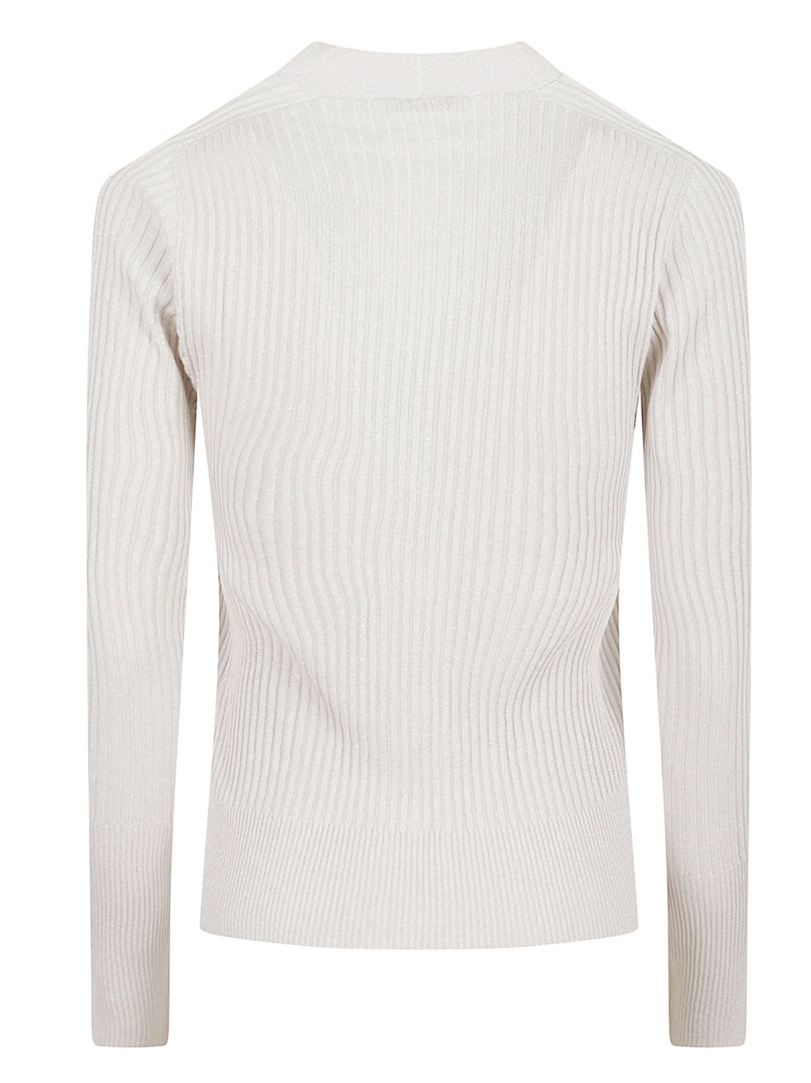 Peserico Long Sleeve V Neck Knit Sweater In Neutral