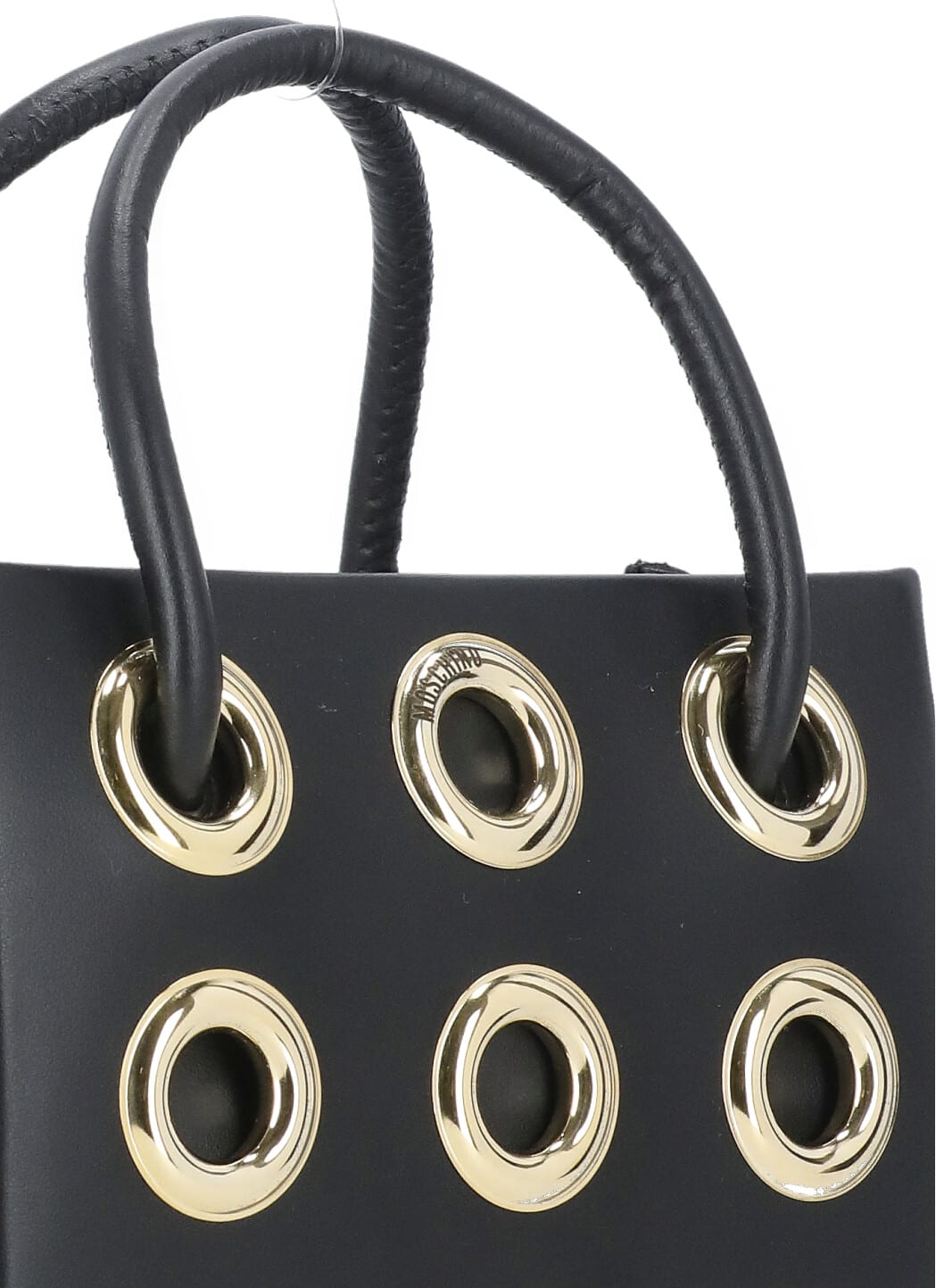 Shop Moschino Leather Hand Bag In Black