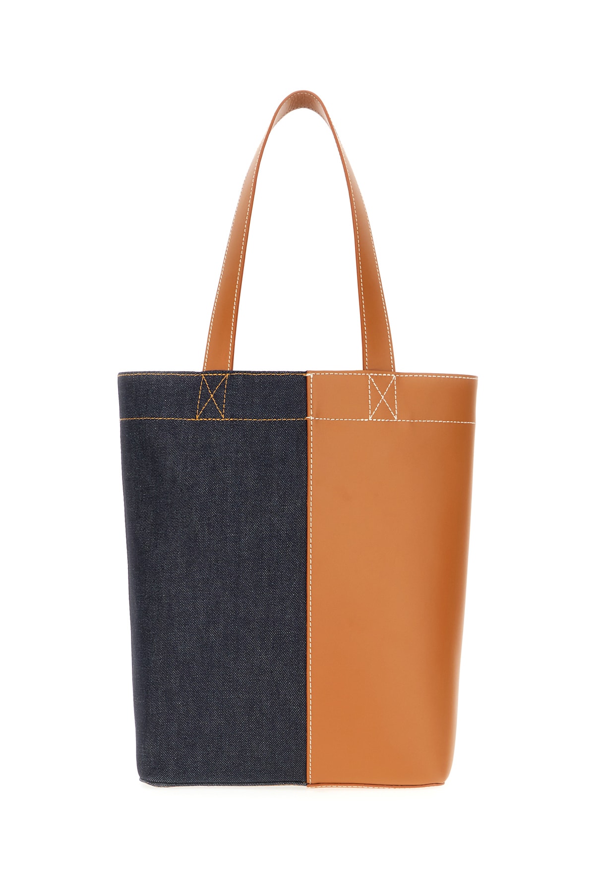 Shop Apc Multicolor Denim And Fabric Axel Shoulder Bag In Caramel