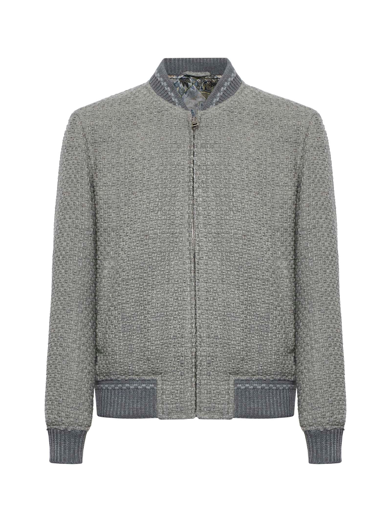 Light Grey Wool Bomber Jacket