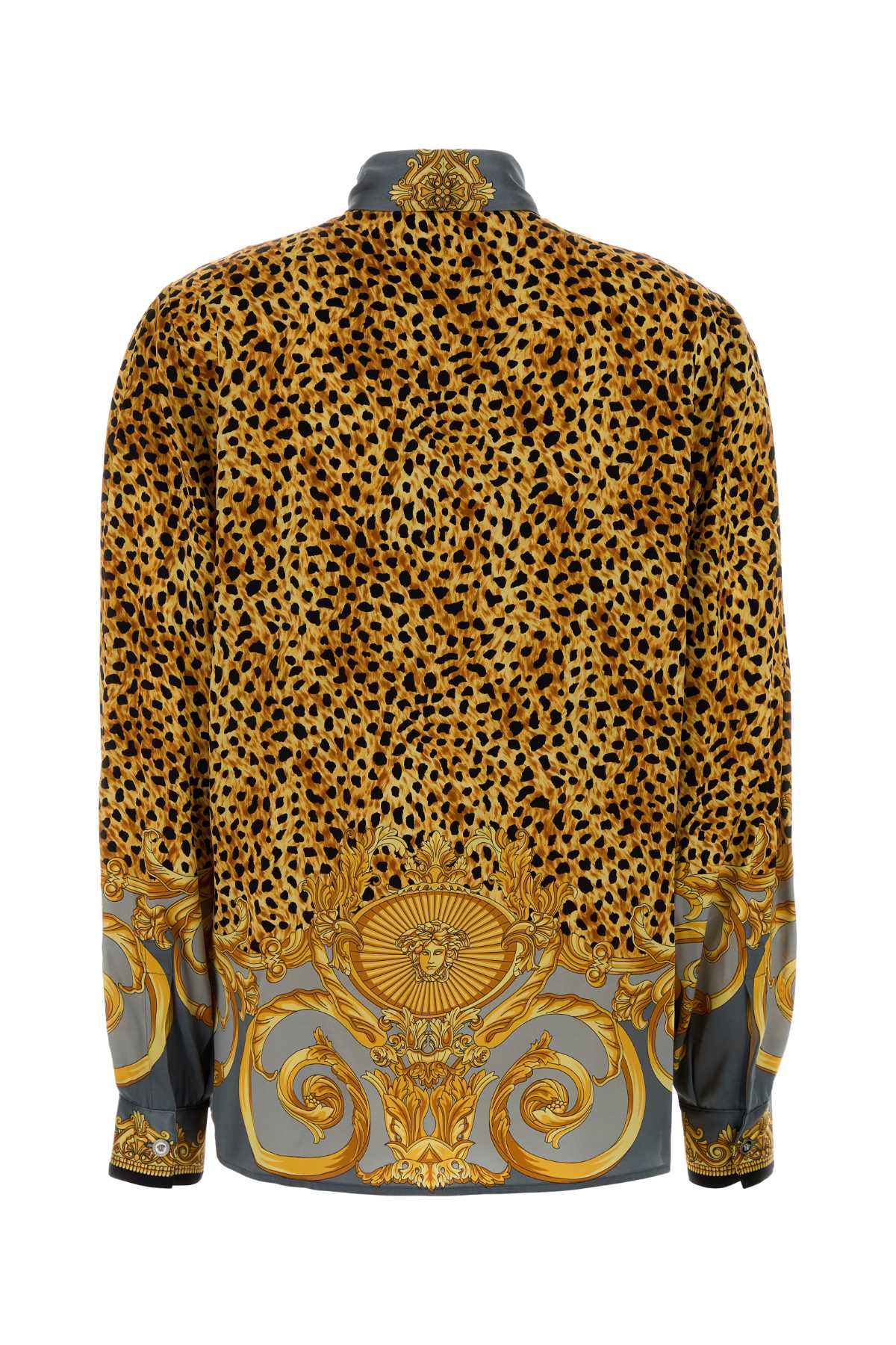 Versace Informal Shirt Cheetah Foulard On Silk Crepe Satin Lw In Multi