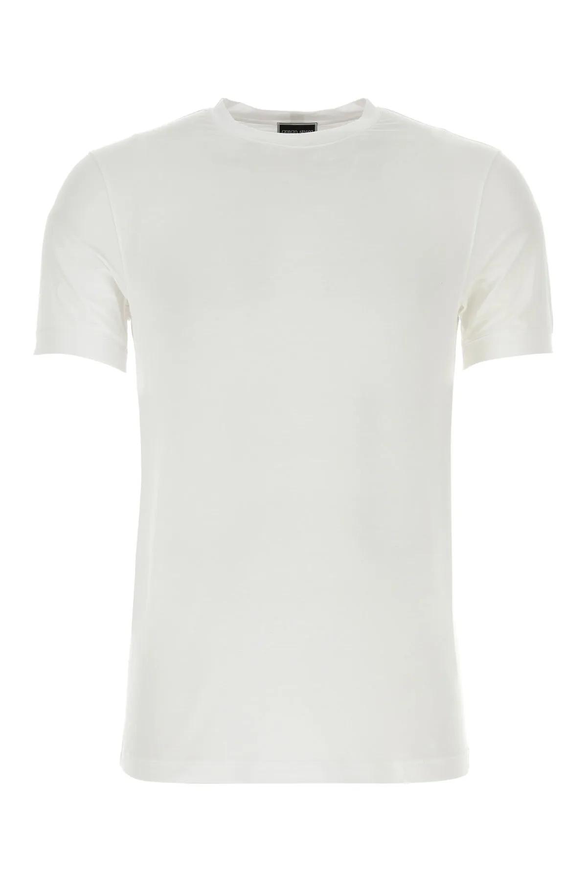 Shop Giorgio Armani White Stretch Viscose T-shirt