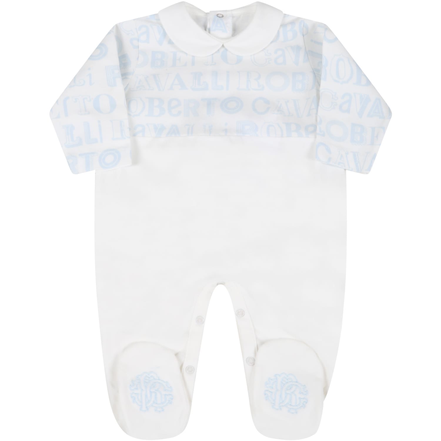 Roberto Cavalli White Suit For Baby Boy With Logos