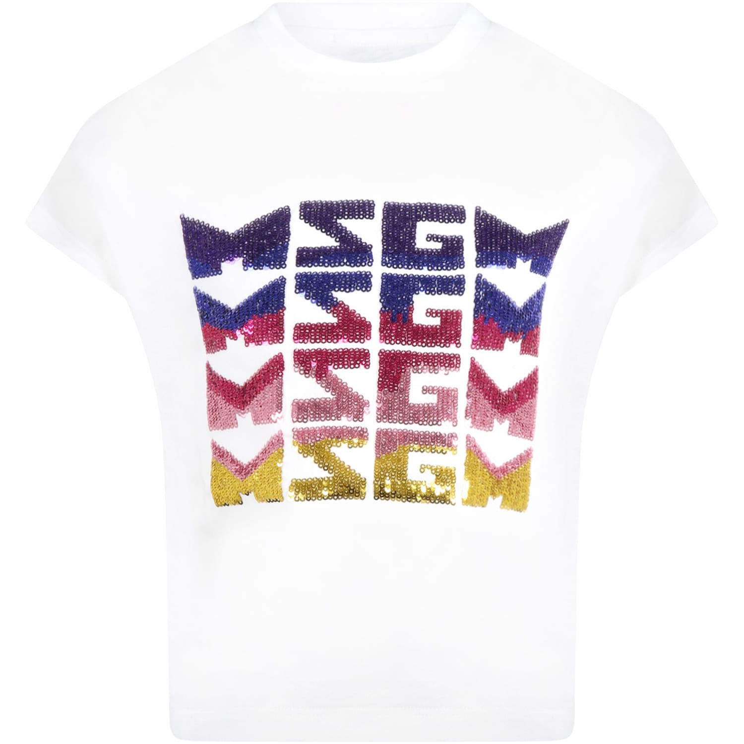 MSGM White T-shirt For Girl With Logo