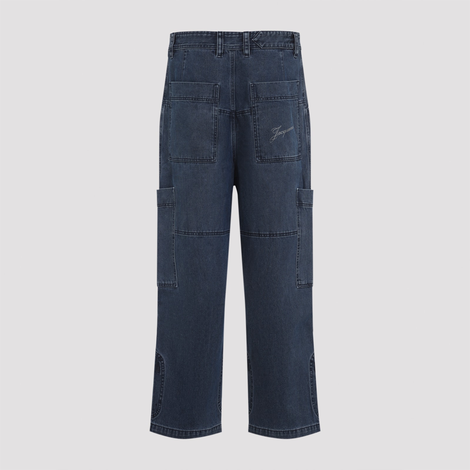 Jacquemus Navy Blue Cotton Le Cargo De-nimes Carre Jeans In Blue