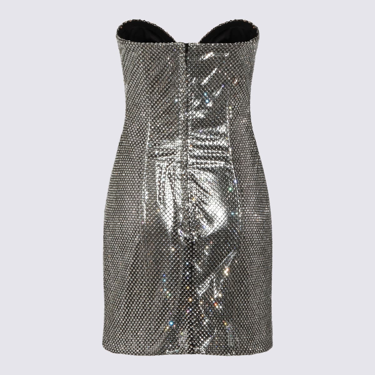 Dolce & Gabbana Strapless Fitted Metallic Sequin Dress In Gray