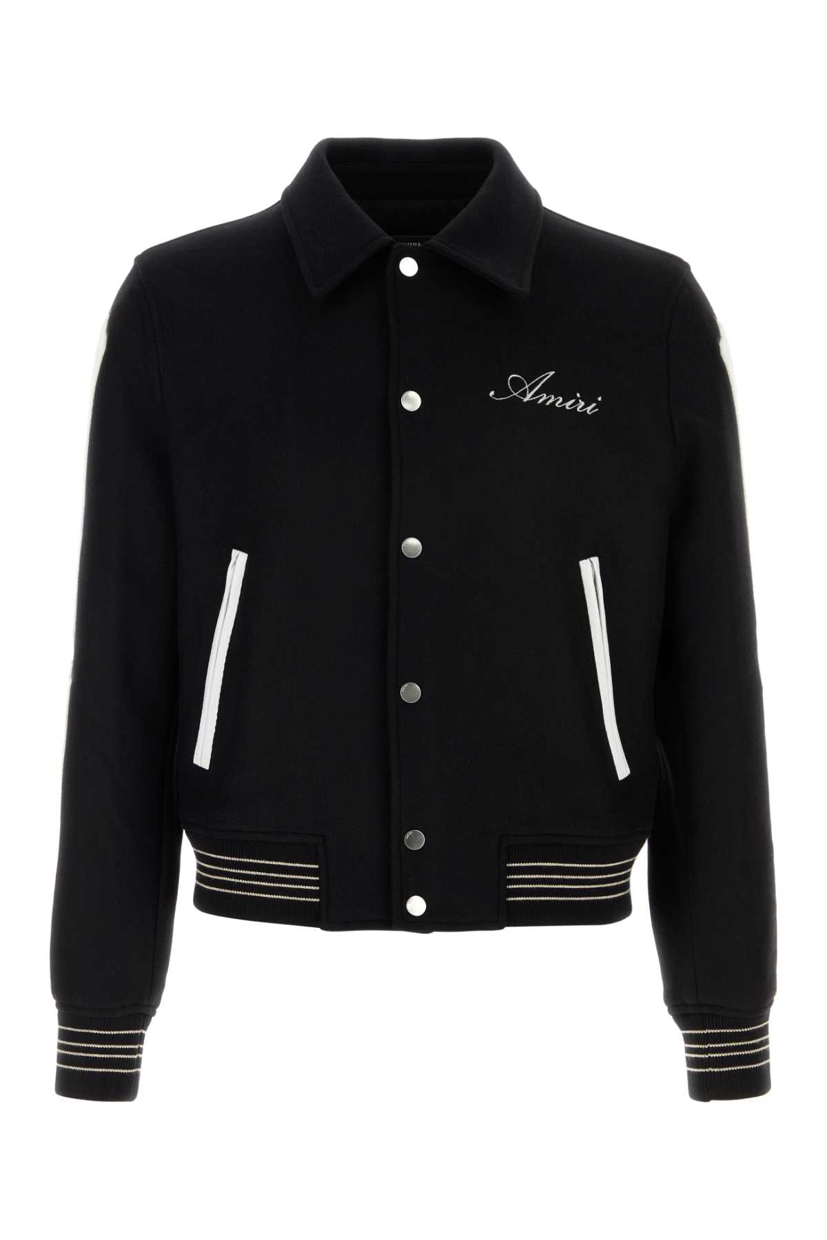 Amiri Twill Wool Bones Bomber Jacket With Patches In Black