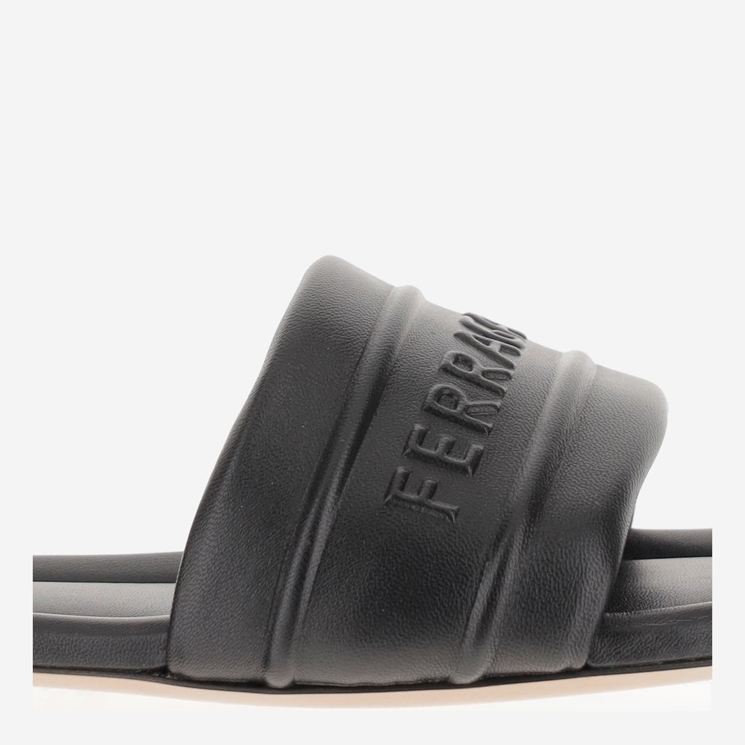 Shop Ferragamo Leather Sandals With Logo In Black