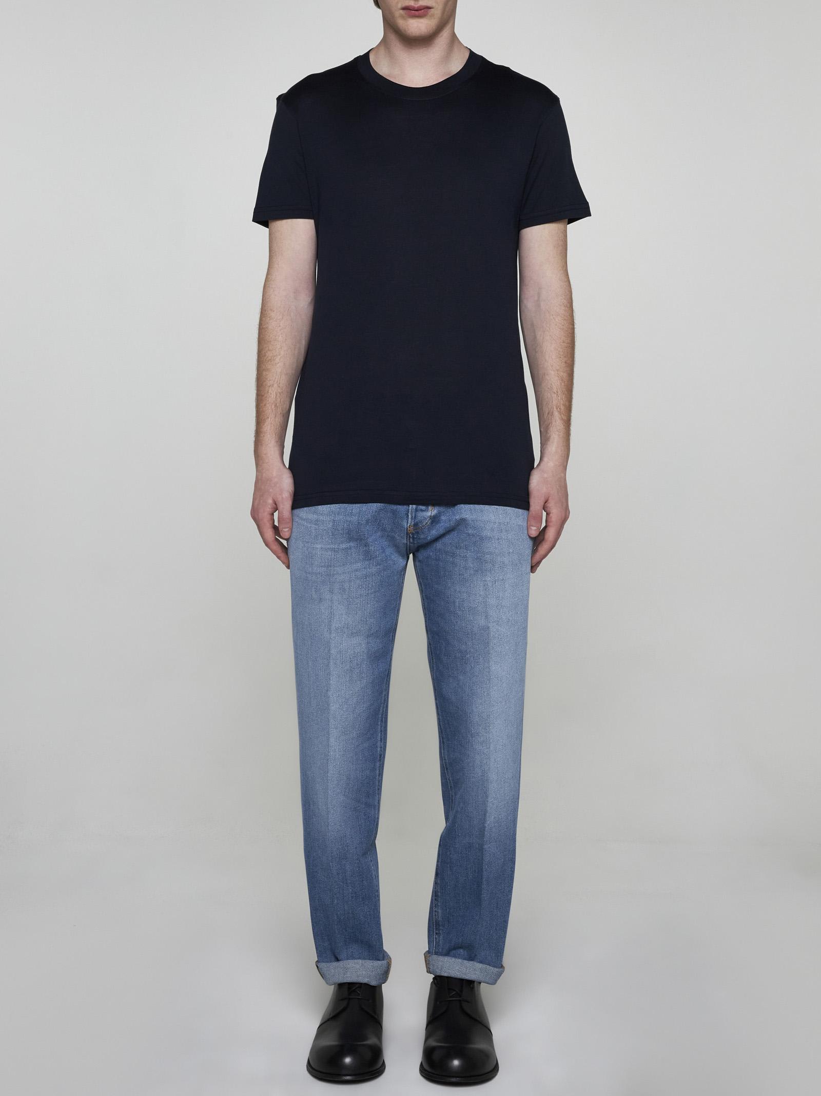 Shop Pt Torino Silk And Cotton T-shirt In Blue